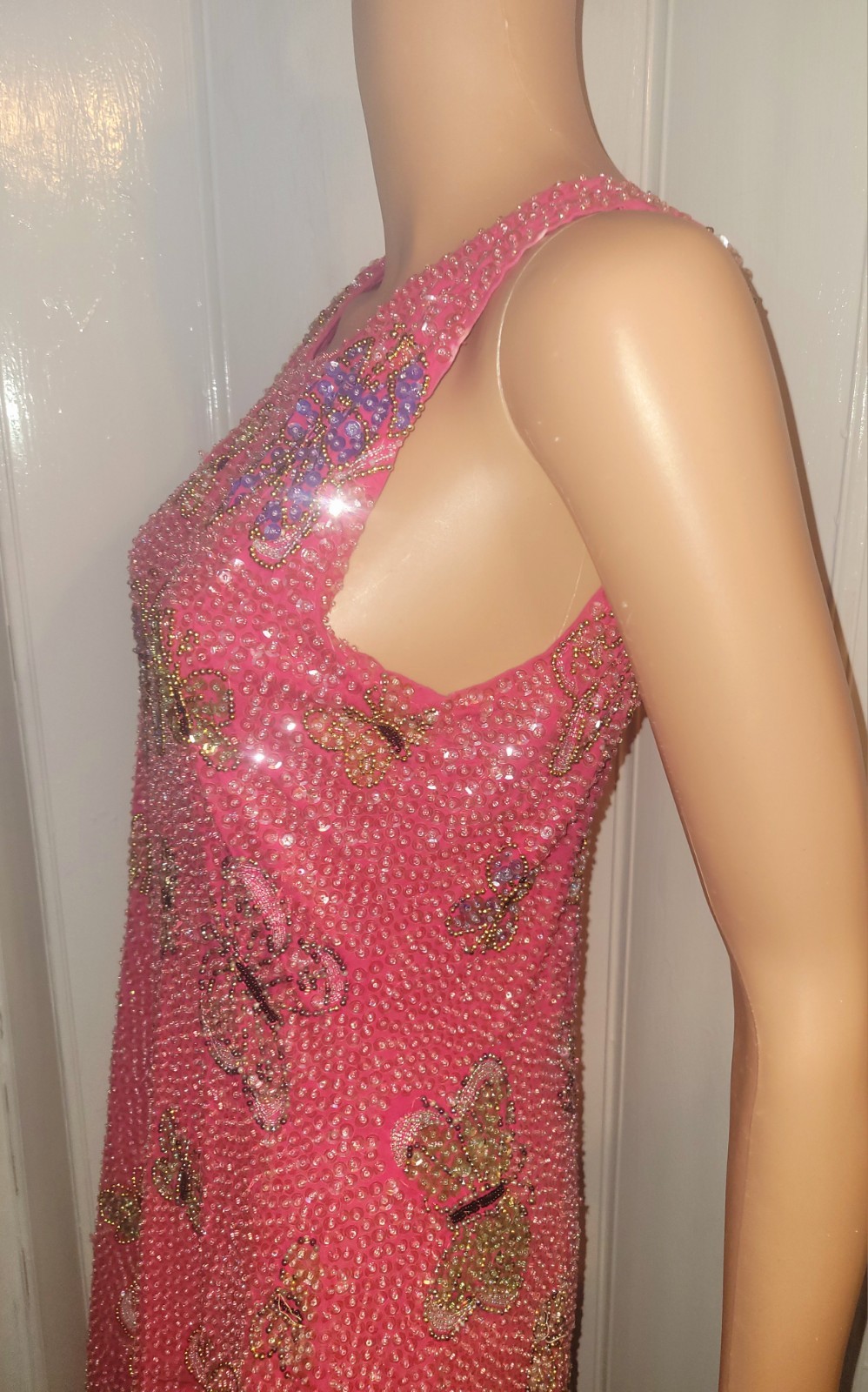 Little Attitudes Beautiful Hand Sewn Sequin Pink Butterfly Dress Size 14