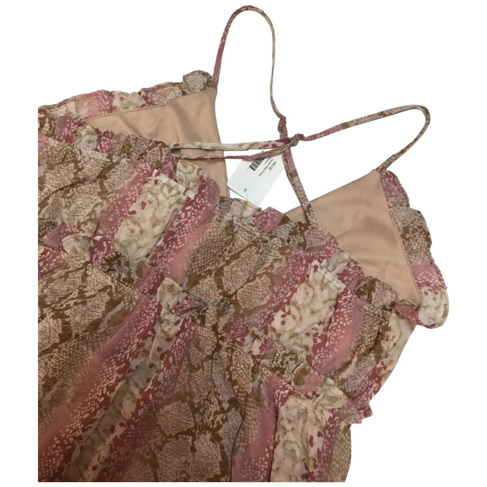 She Sky Maxi Dress Womens Medium Pink Snake Sheer Fairycore Whimsigoth Boho
