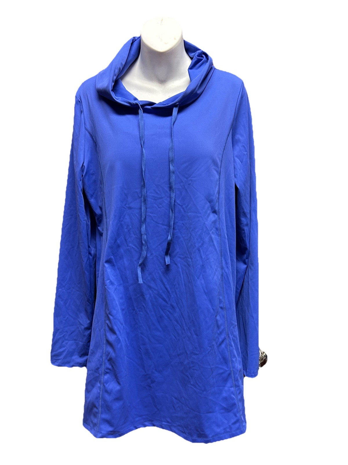 [ELLEVATE BASICS] GEMMA LONG SLEEVE ACTIVE HOODED DRESS BLUE New NWT 3XL