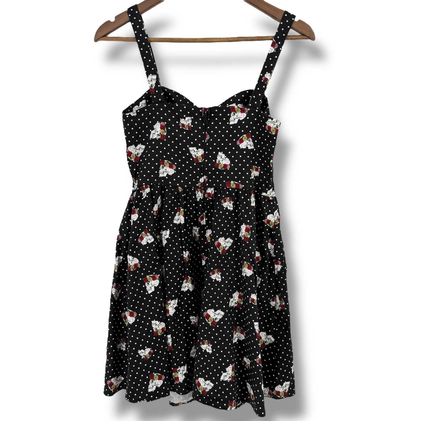 Hot Topic Skull Flower Polka Dot Mini Dress Size Small Punk Goth Halloween