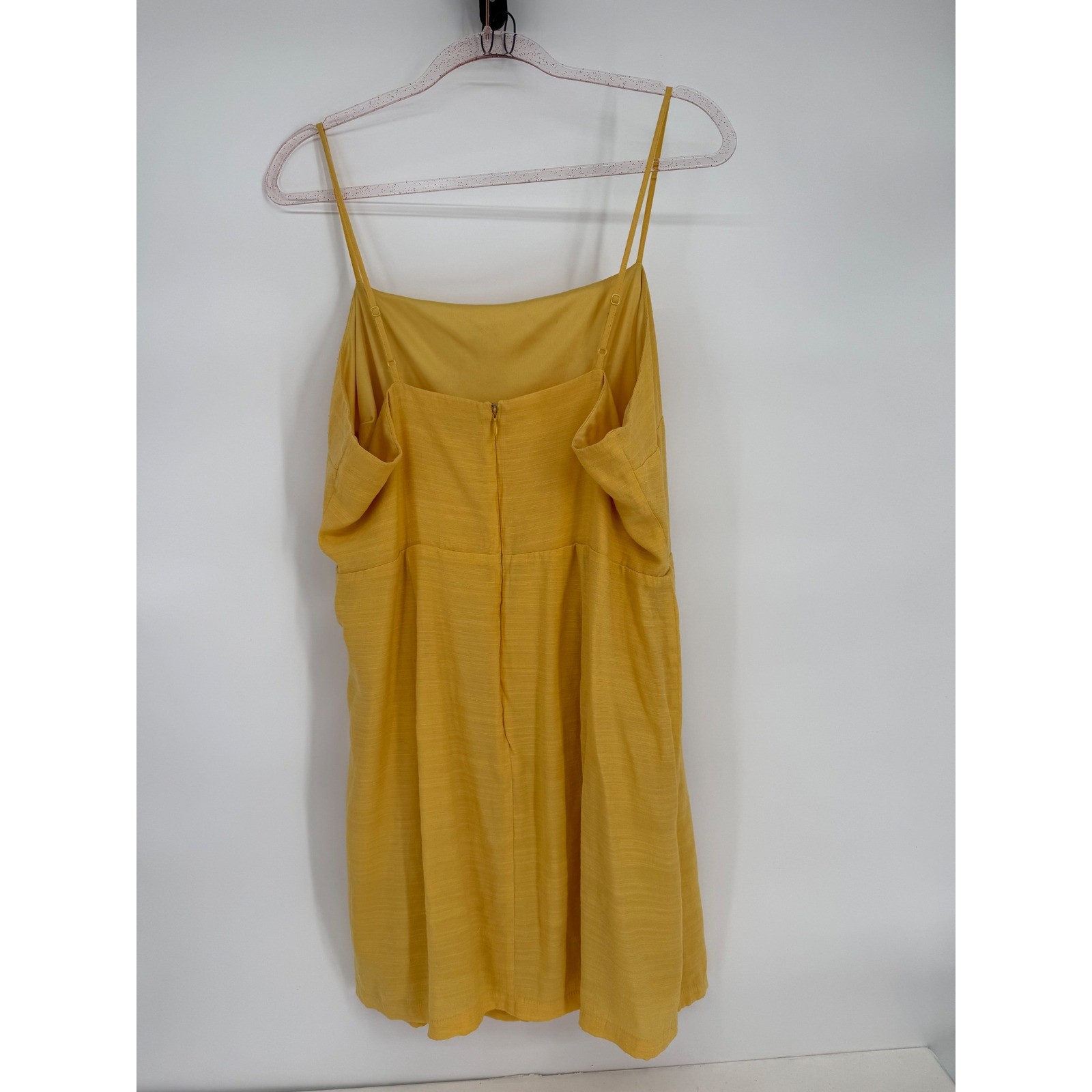 Nine West Womens Mustard Yellow Textured Faux Wrap Mini Dress Side Tie Sz XXL