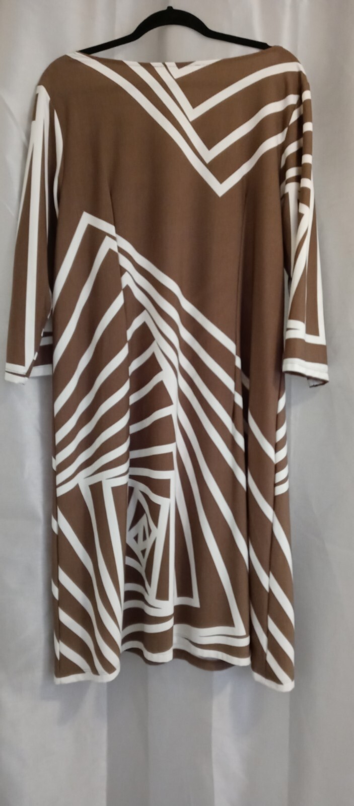 Maria Gabrielle Classic A Line Dress Taupe And White 2XL