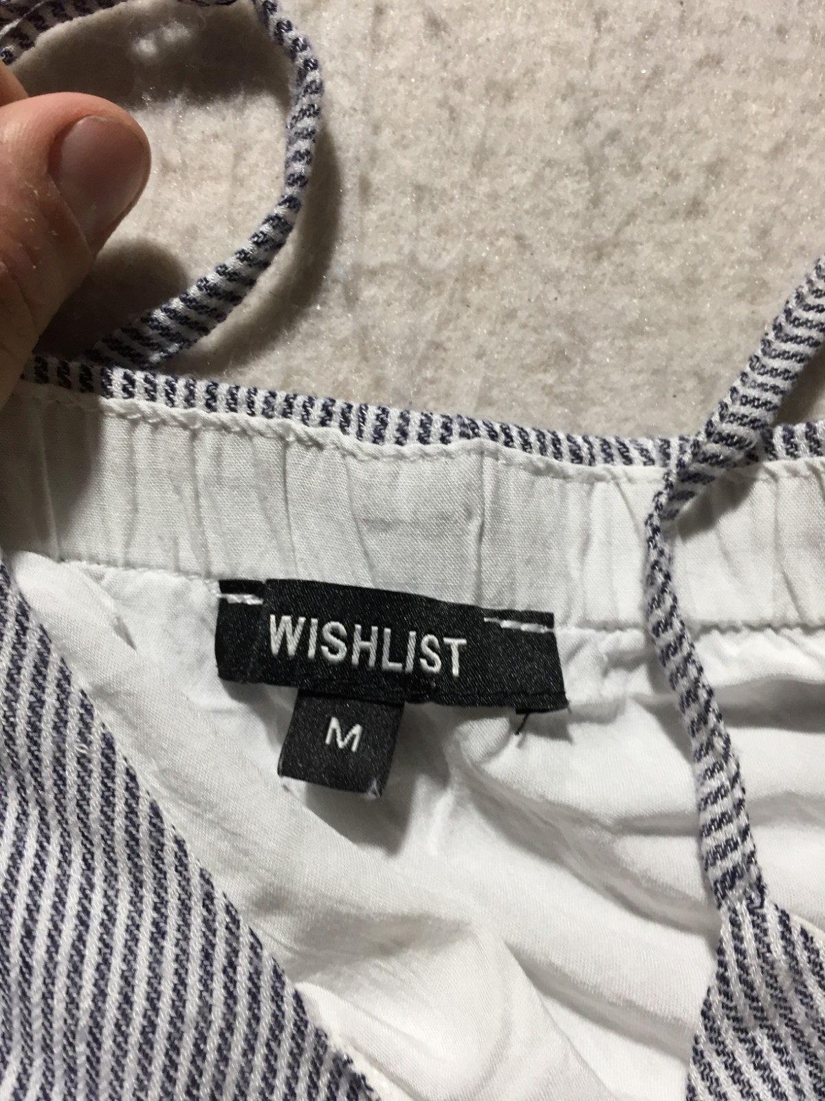 Wishlist Tank Dress Womens M Medium Gray White Striped V Neck Flowy Bottom