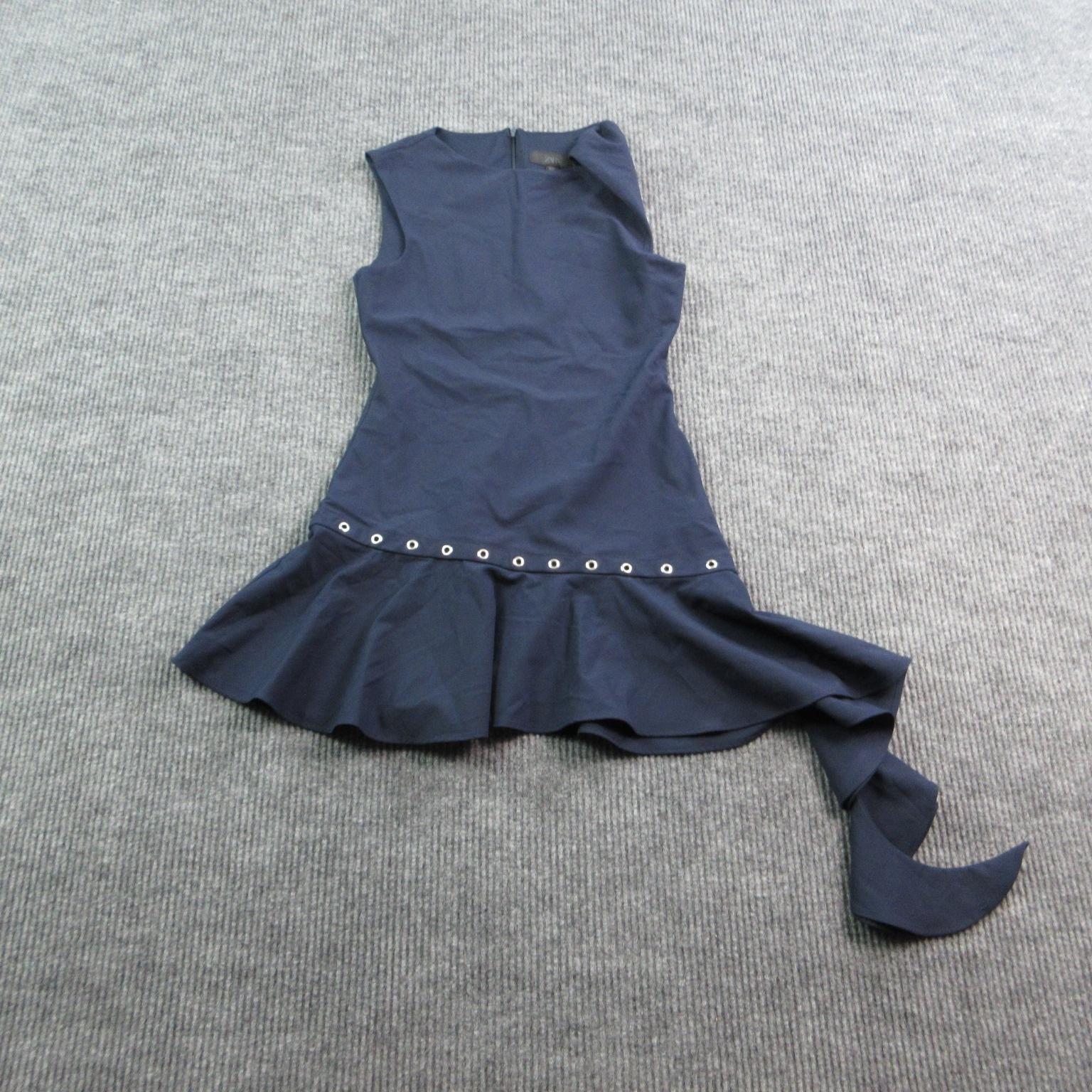 Zara Dress Womens M Blue Fit & Flare Belted Ruffle Cocktail Sleeveless Zip NWT