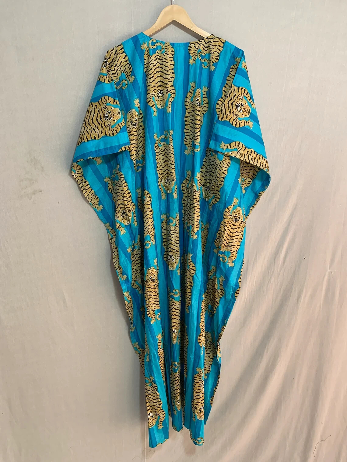 Indian Vintage 100% Cotton Long Beach Maxi Kaftan Dress One Size Caftan Kimono