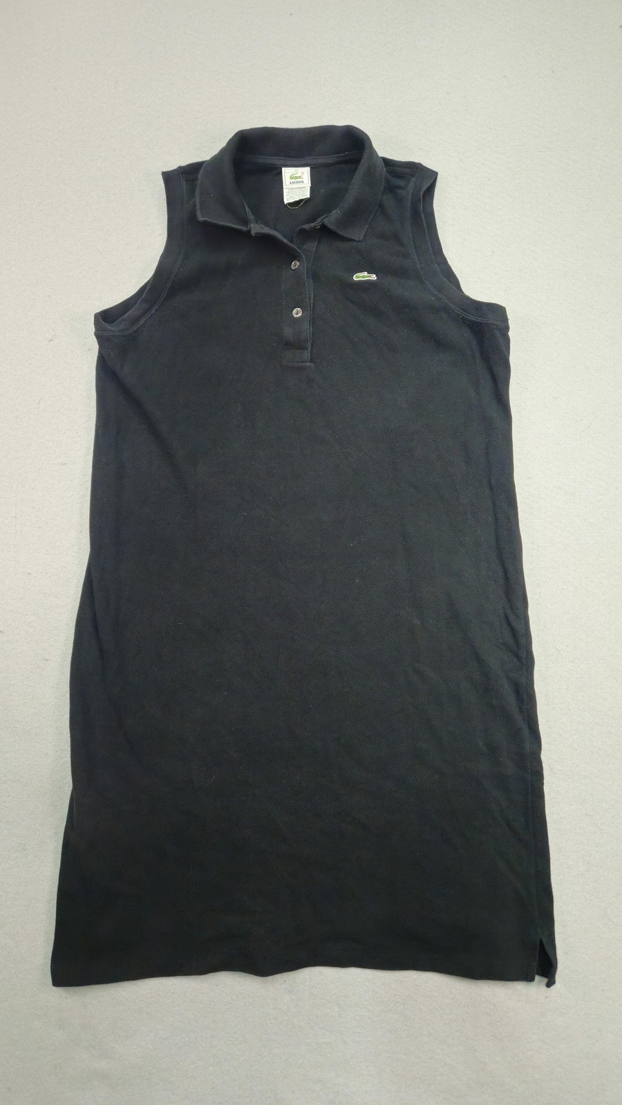 Lacoste Dress Womens 42 Black Sleeveless Polo Shirt Dress Crocodile Logo Knit