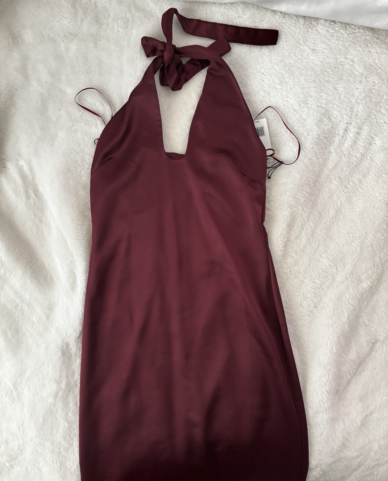 Jason Wu Wine Red Burgundy Halter Neck Satin Midi Dress, Zip And Tie