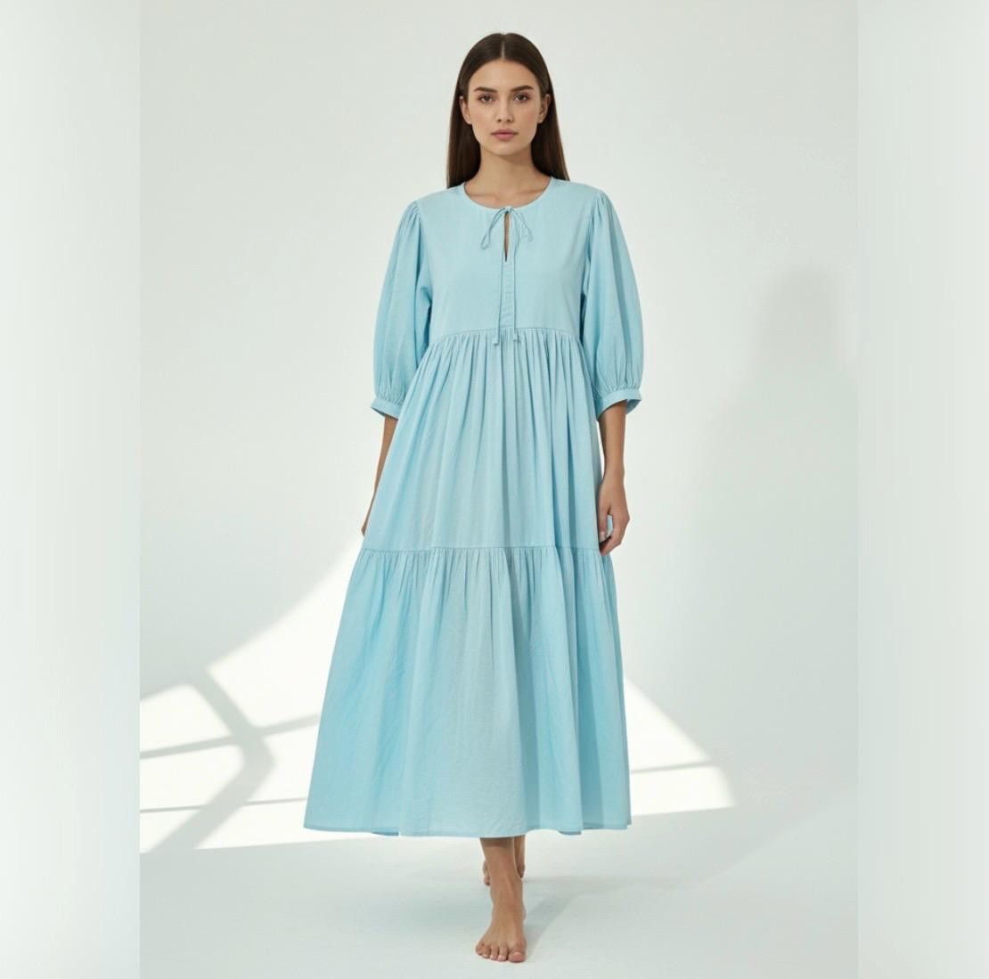 Pure Cotton Boho Summer Dress for Women Comfy Earthy Mom Travel Outfit