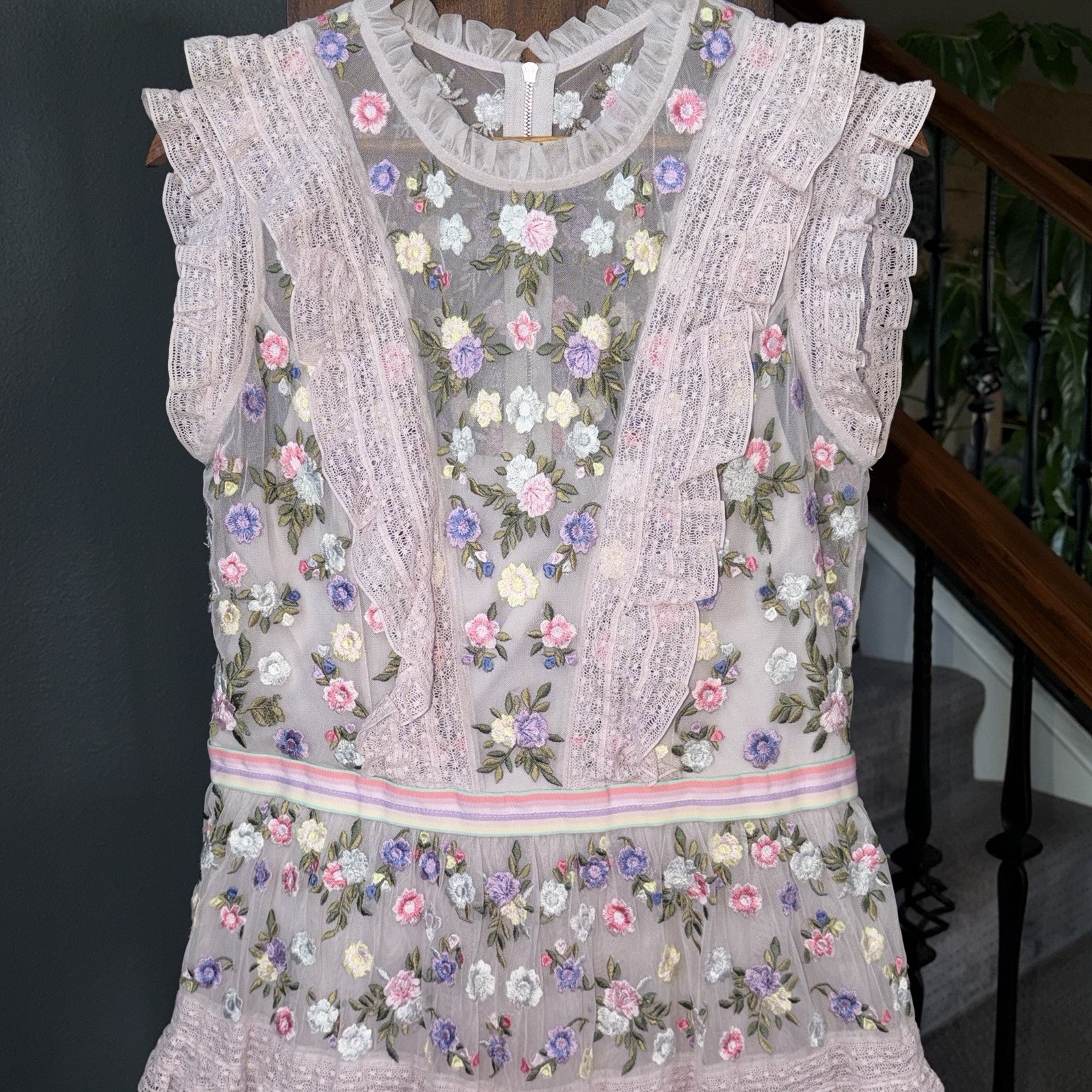 NWT Needle&Thread Prism Ditsy Mini Dress Floral Embroidery Lilac *SEE CONDITION