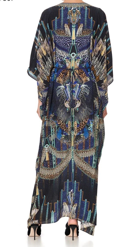 Camilla Split Sleeve Kaftan With Hardware Dress One Size Dripping In Deco $699