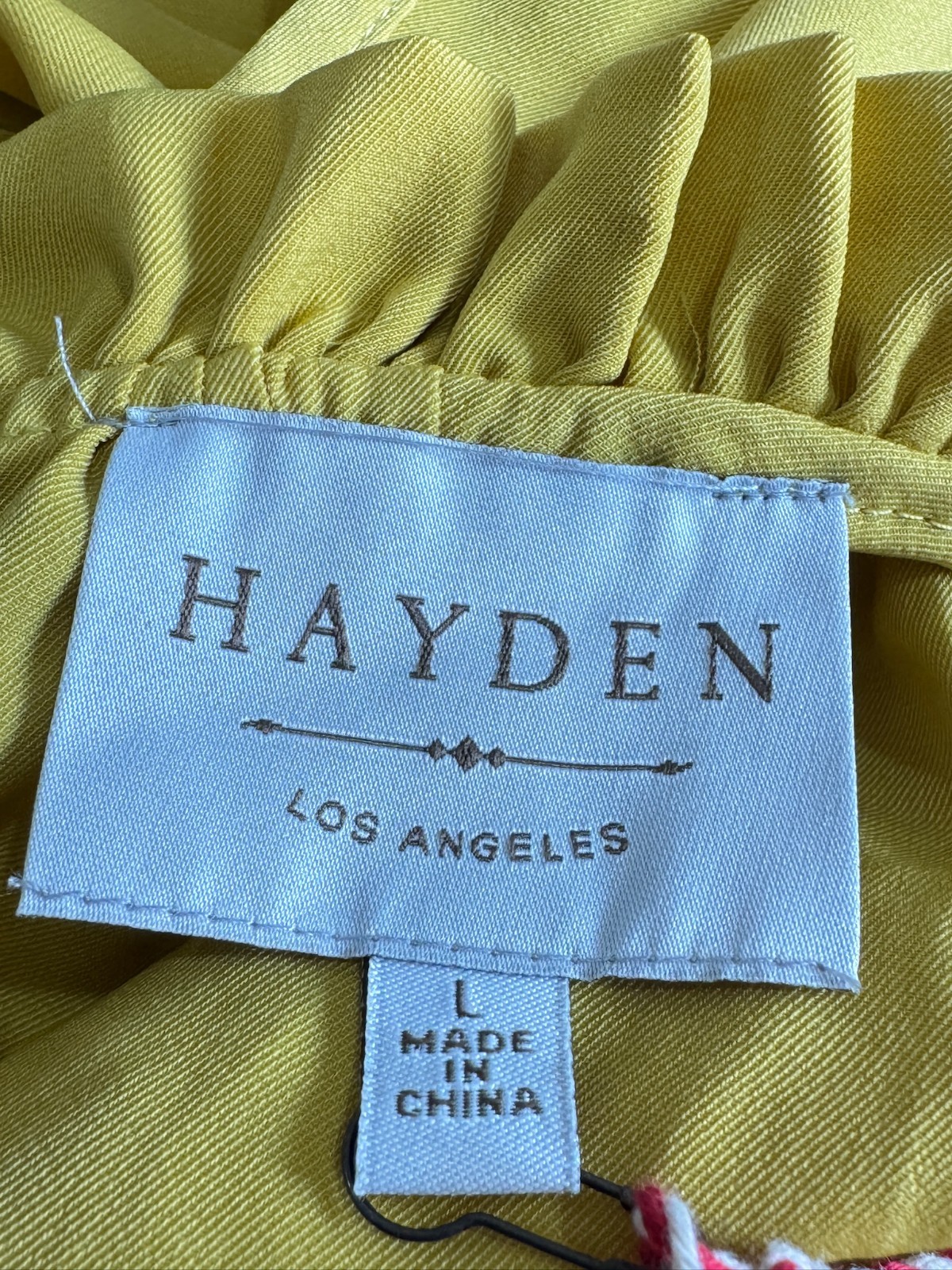 Hayden Los Angeles Mustard Yellow Cold Shoulder Mock Neck Blouson Dress Sz L NEW