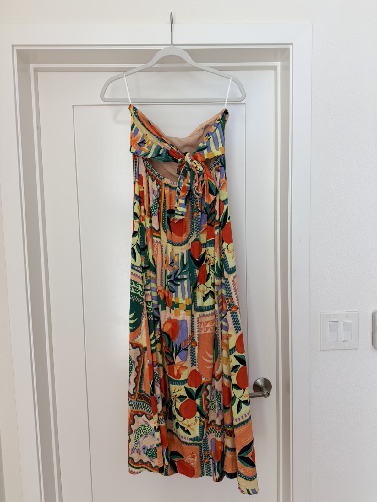 Anthropologie Paper Heart Fruit Patchwork Strapless Tir Back Maxi Dress NWT
