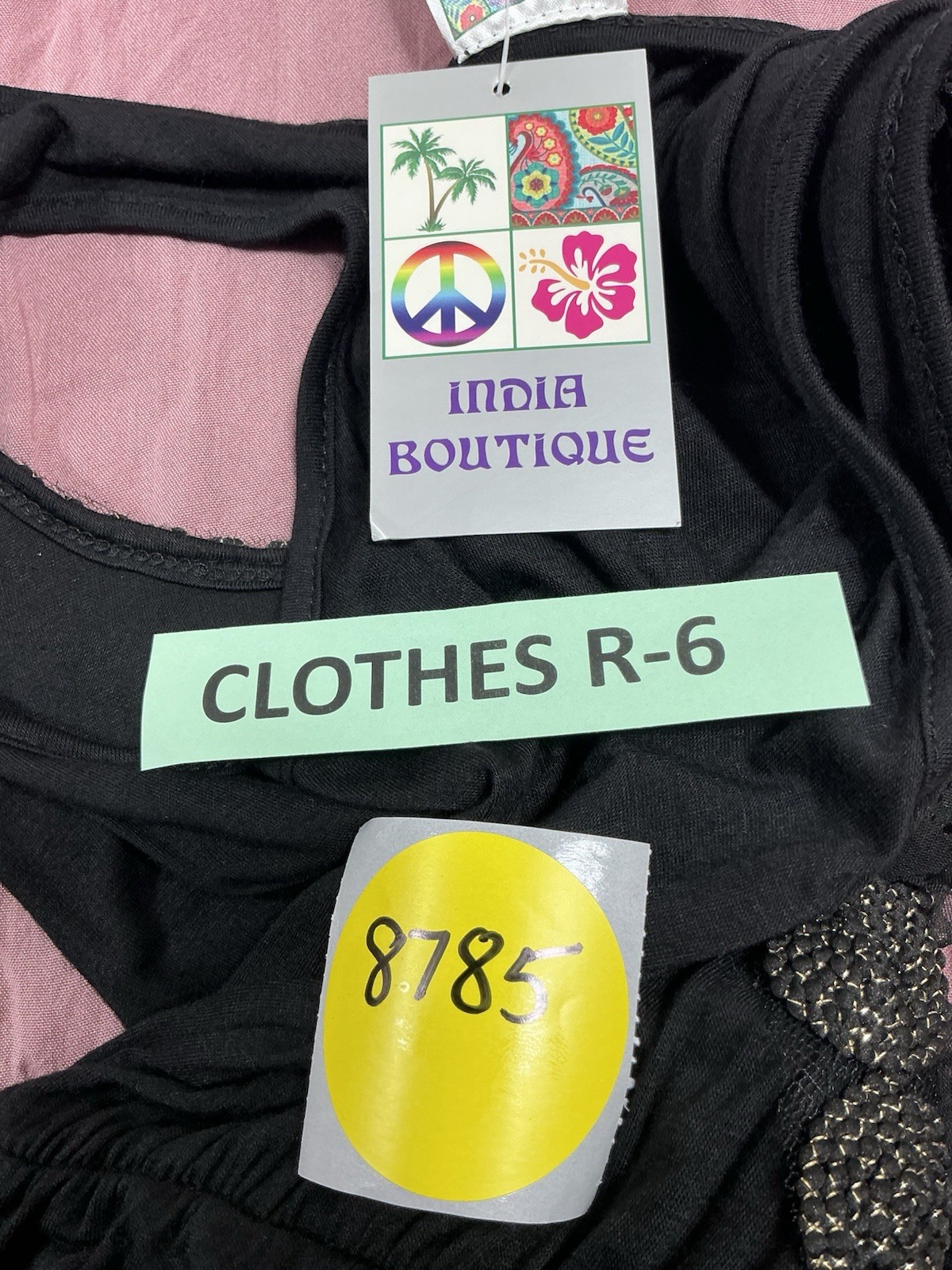Womans NWT India Boutique Sleevless Dress One Size Black Flower Stud Detail