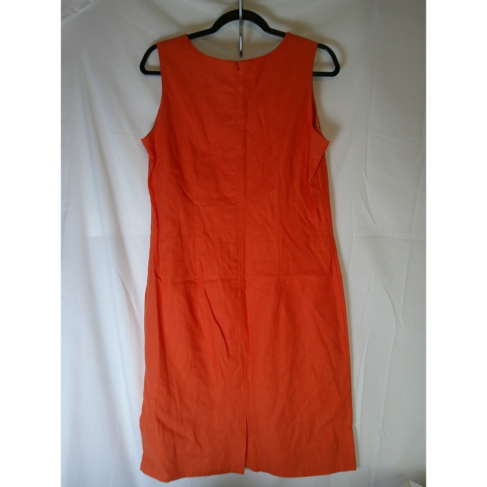 VTG Studio C Womens Orange Linen Cotton Sleeveless Sheath Dress 10 Round Neck