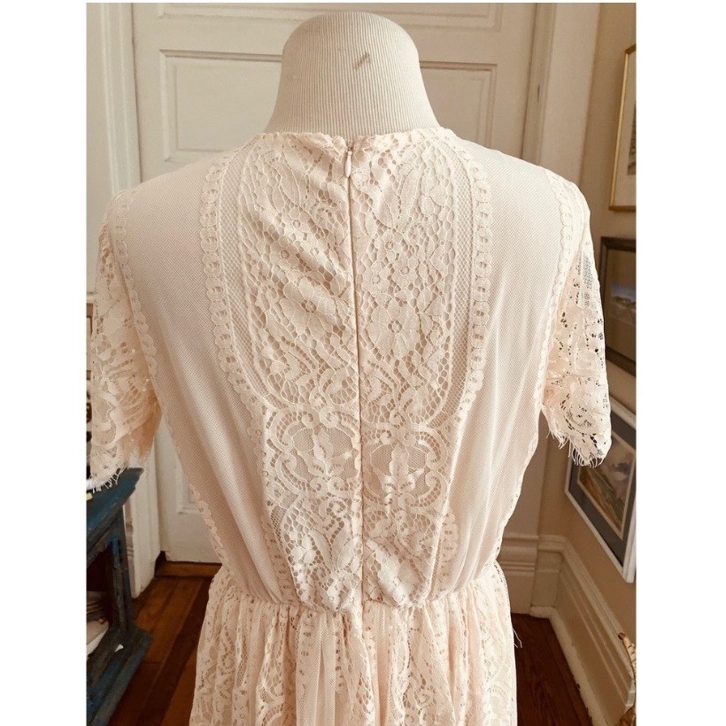 NWT Blencot dress Lace Maxi Short Sleeve peach Boho coastal cowboy Sz m