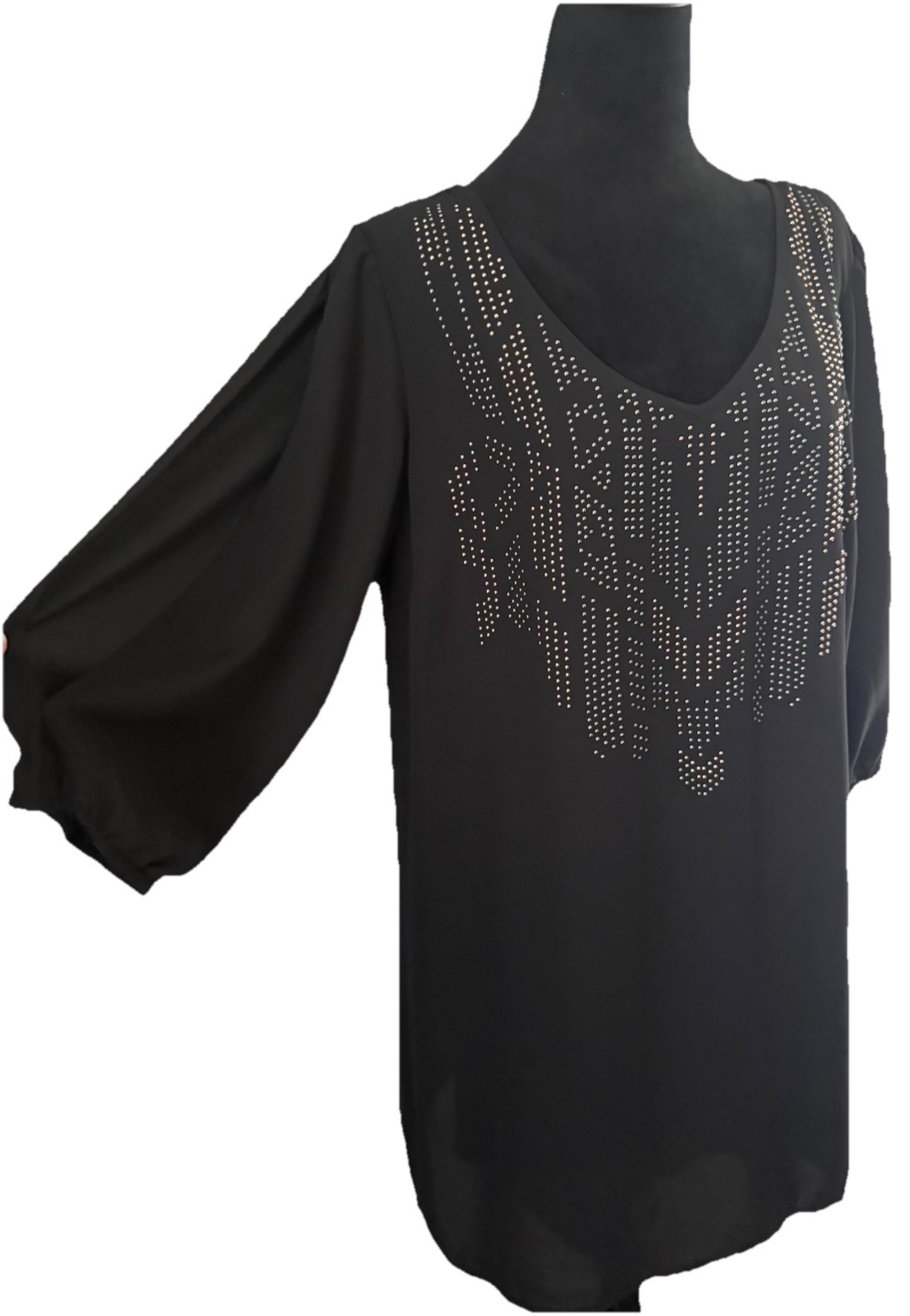 BeBop, Long Sleeve Dress With Silver And Rose Gold Studded Detailing, Size XL