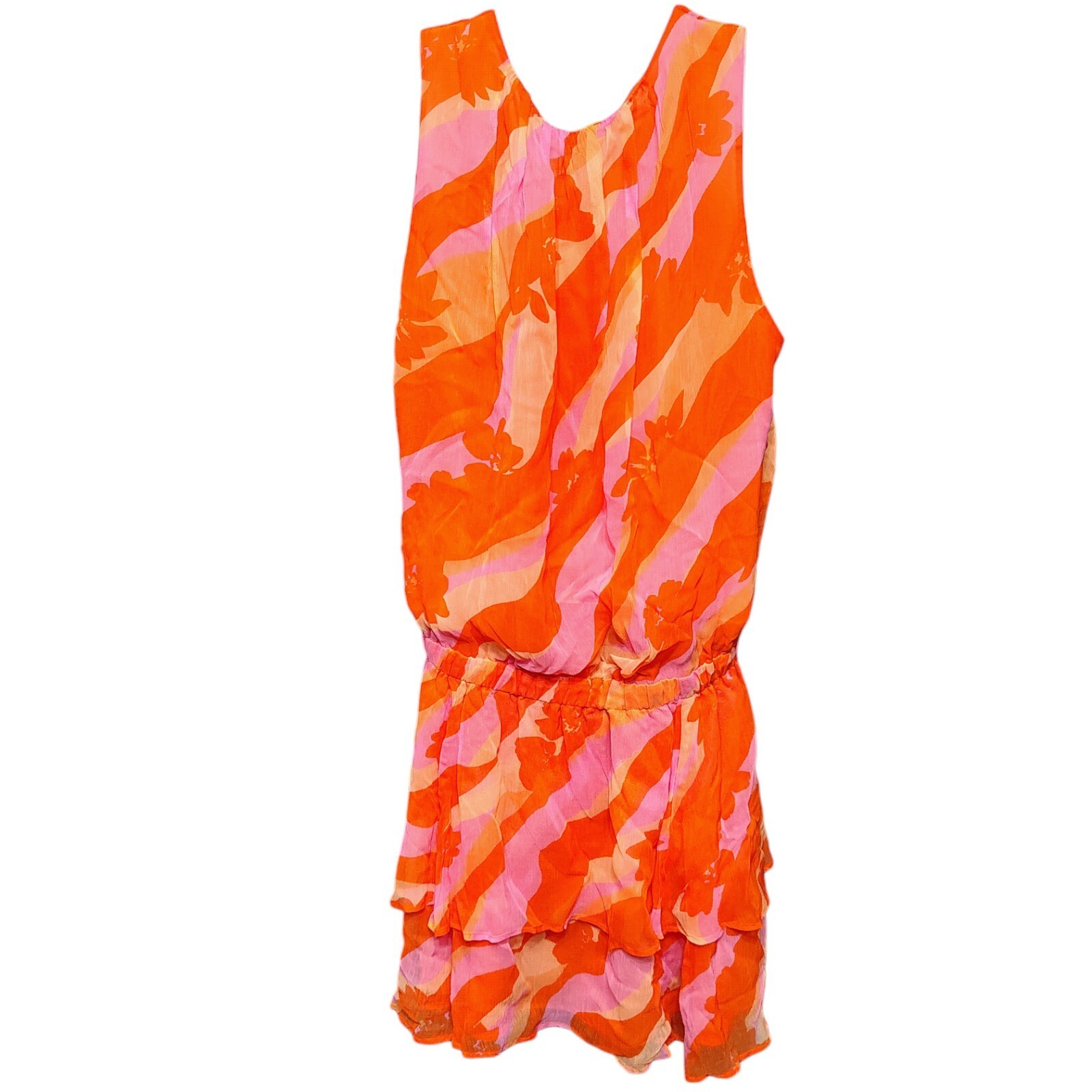 Ramy Brook Dress M Womens Multicolor Short Blouson Sleeveless V-Neck Viscose