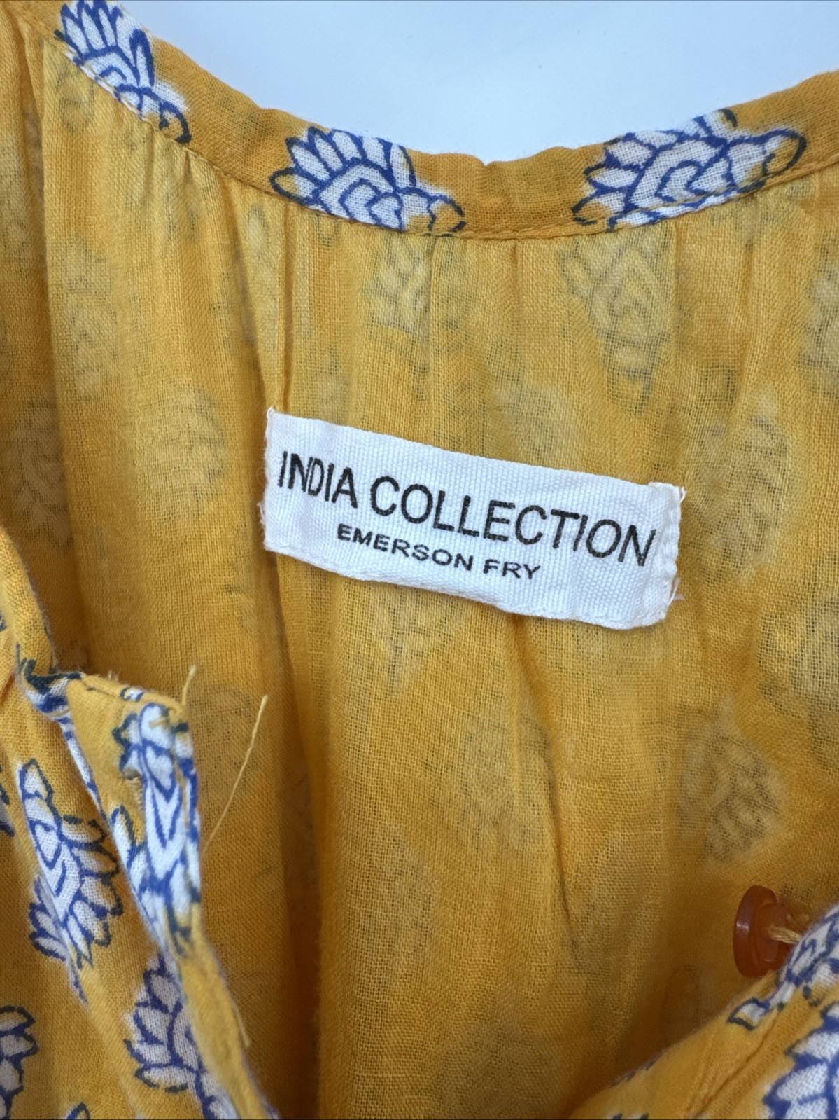 Emerson Fry India Collection Hand Block Printed Button Front Maxi Dress M/L??