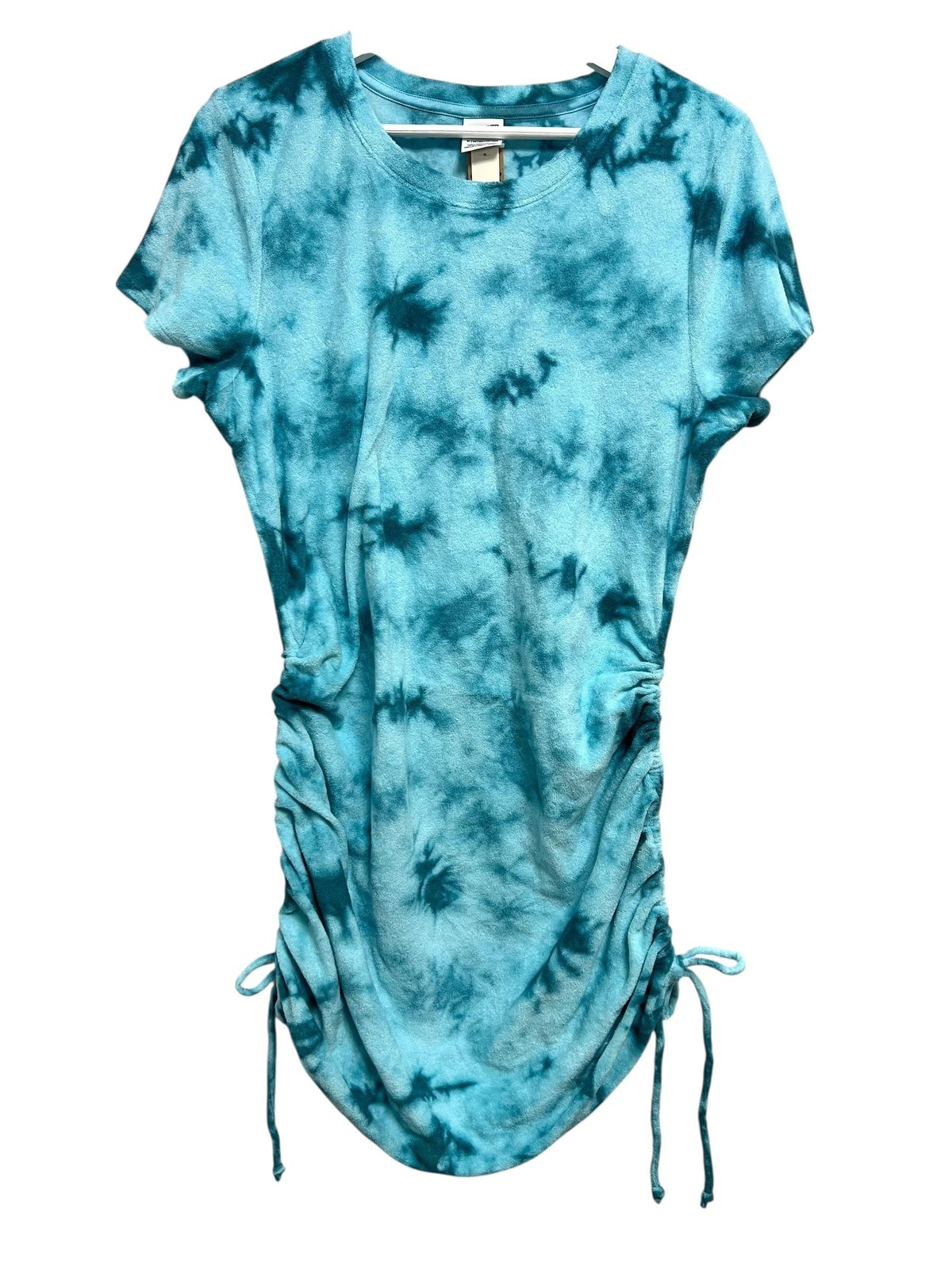 PINK Victoria’s Secret Coverup Womens XL Blue Tie Dye Mini Ruched Terry Beach