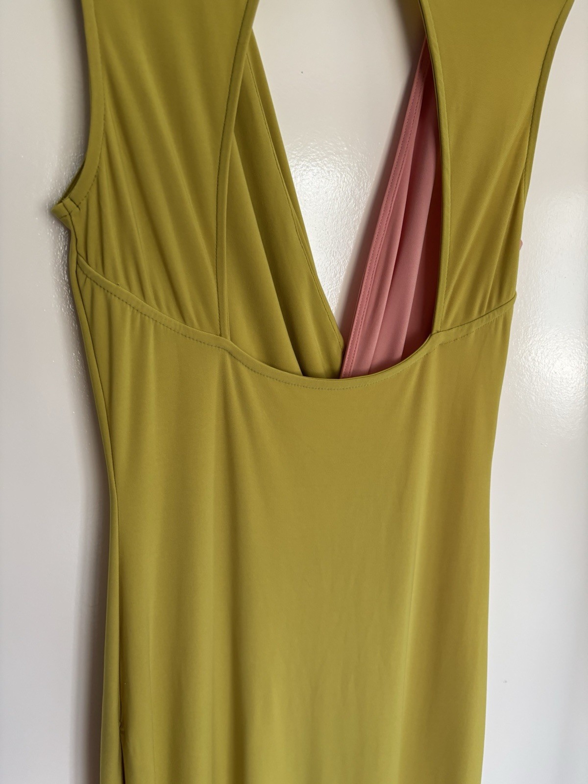 ASOS Olive Green & Pink Colour-Block Sleeveless Open Back Occasion Maxi Dress 10