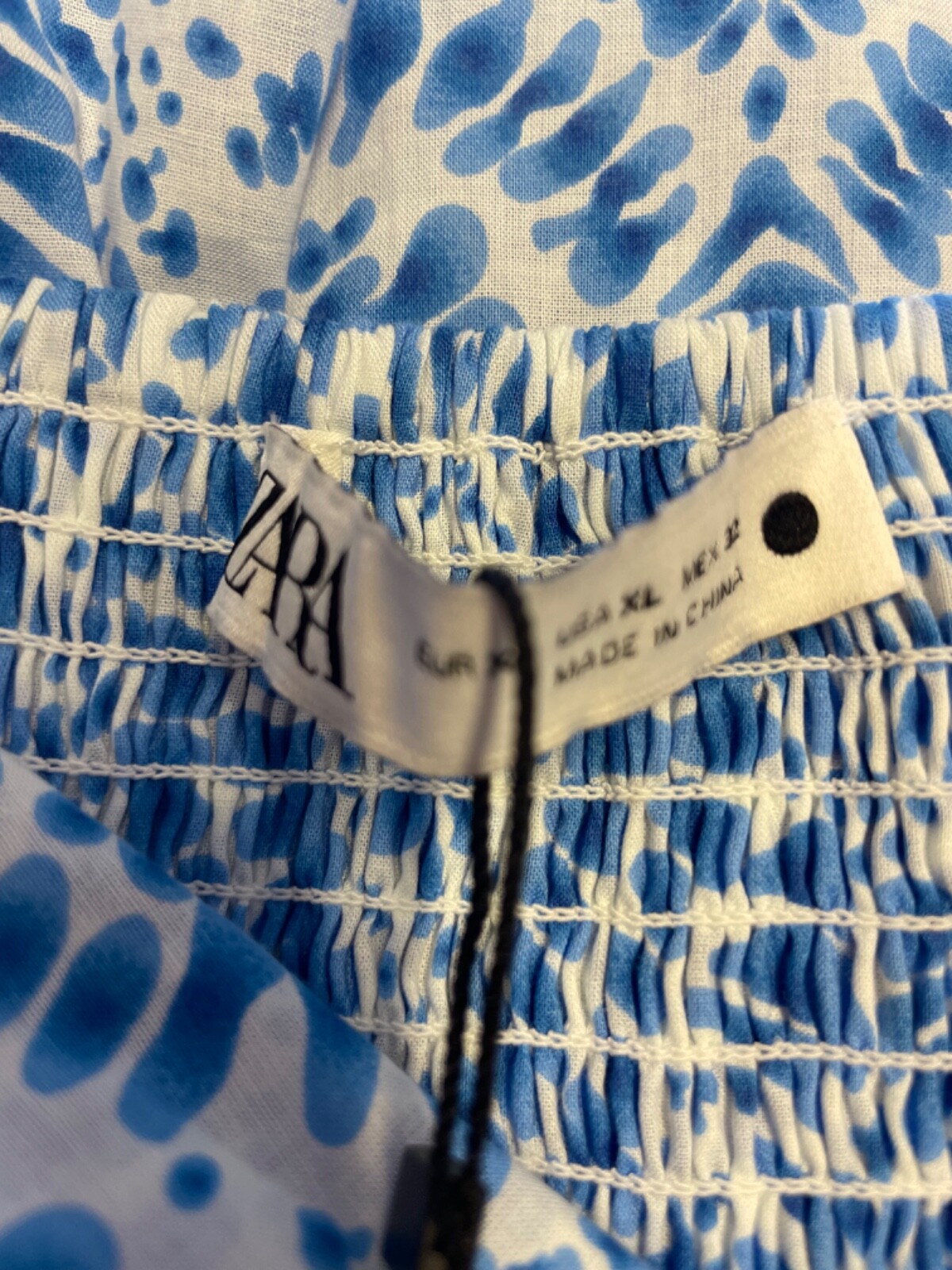 BNWT ZARA 100% COTTON BLUE & WHITE PRINT SHOE STRING STRAP MAXI DRESS SIZE XL