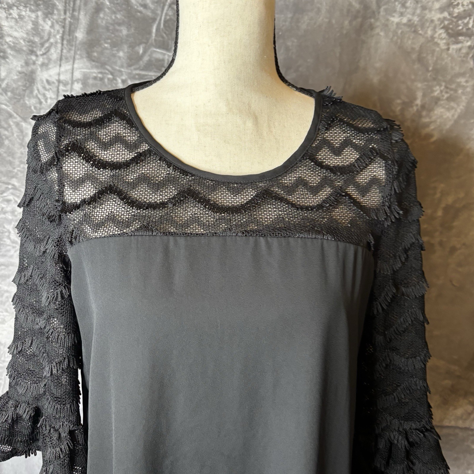 Pink Owl Dress Womens Medium Black Contrast Lace Keyhole Tie Cocktail Short