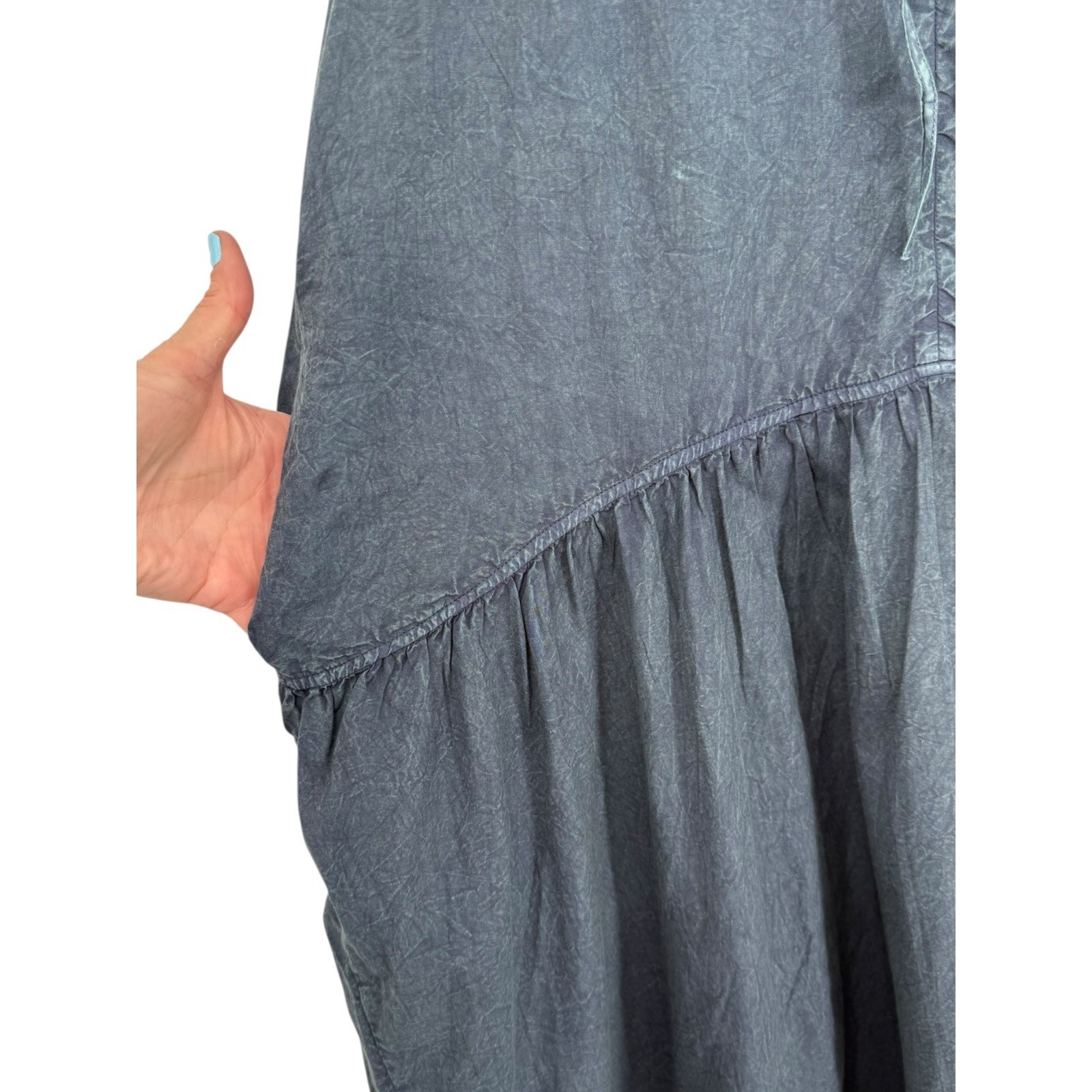 NWT Anthropologie Sleeveless Denim Midi Tent Dress Tie Front Size Small Boho