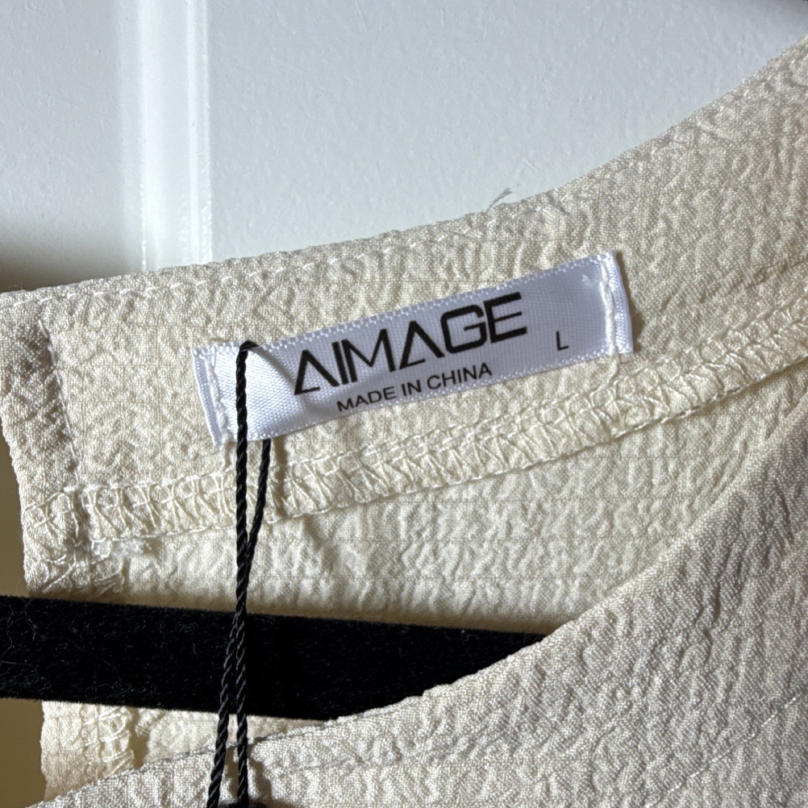 AIMAGE Beige Fit & Flare Midi Dress Button Pleated Pockets 3/4 Balloon Sleeve L