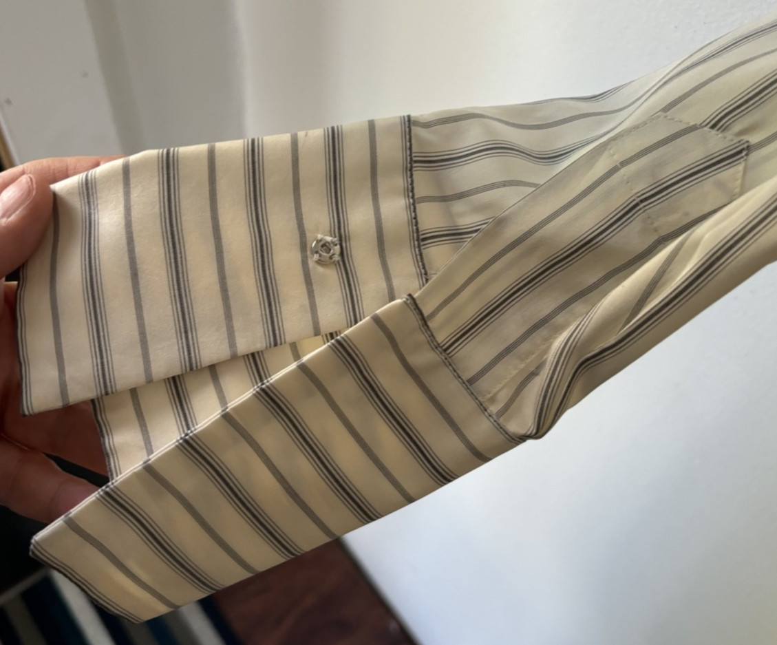 Maison Margiela grey Striped Midi Silk Shirt Dress Sz 1 xs OVERSIZED ITALY