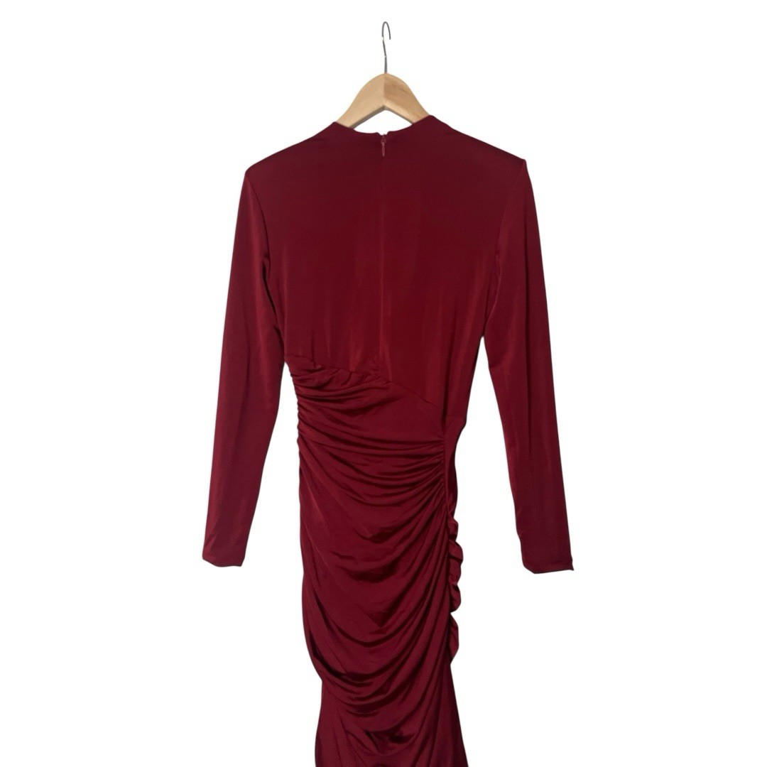 NWT House Of CB Ida Red Wine Ruched Dress XS