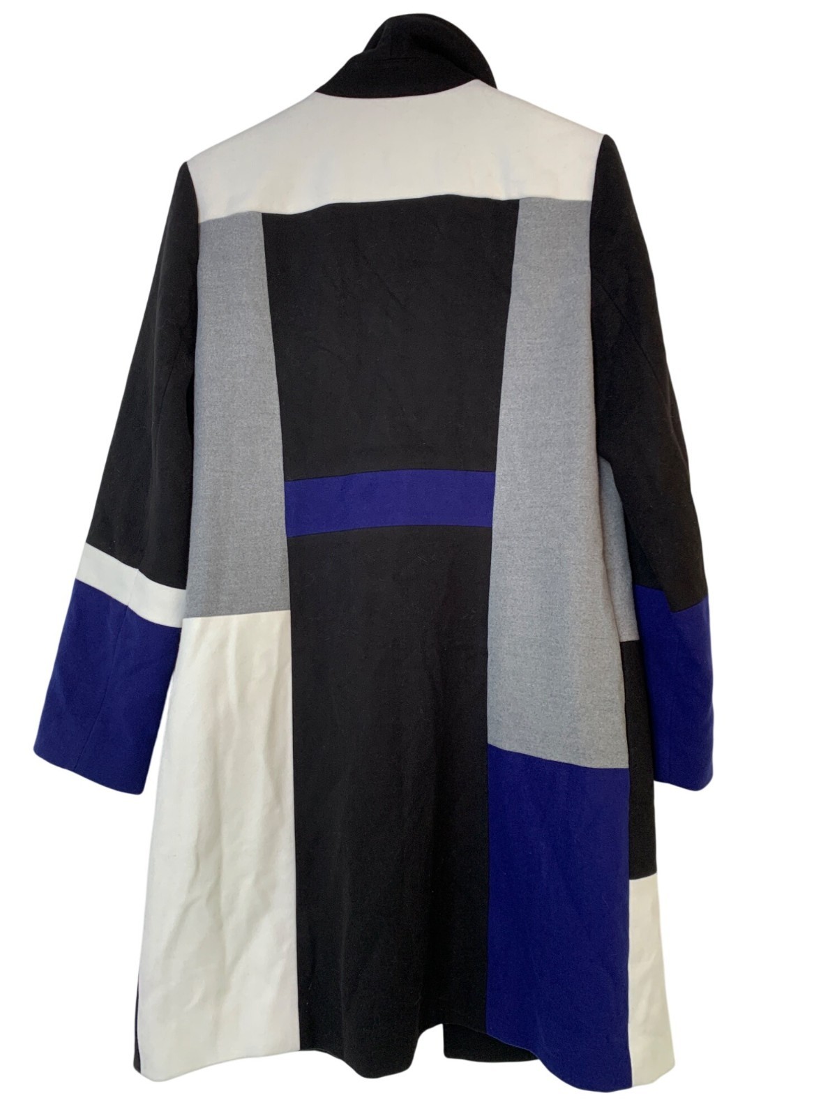 Chicos Black Label Size 8/10 M Patchwork Topper Coat RD10711 $259 NWT