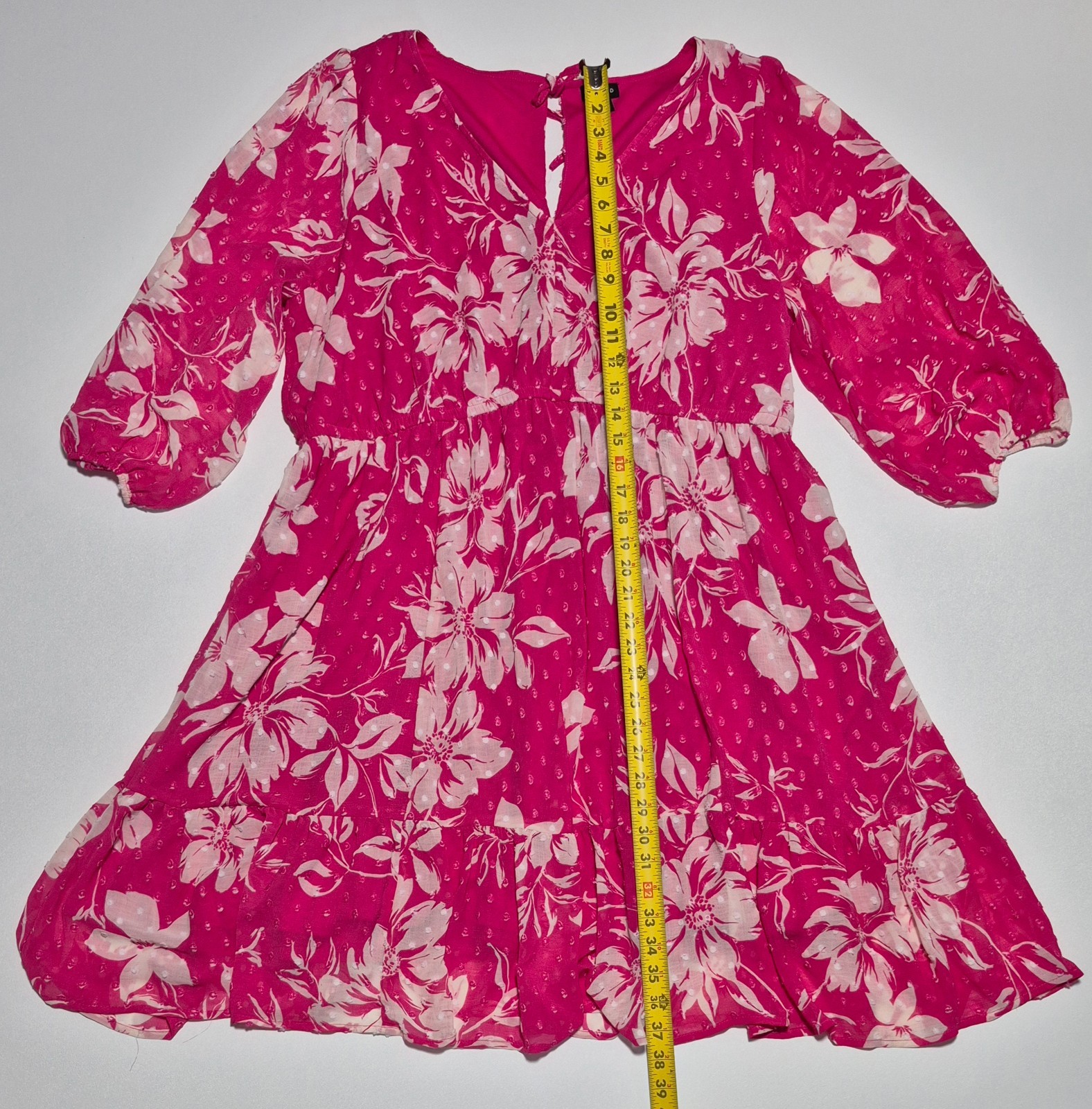 Torrid Pink Floral Mini Clip Dot Voluminous Babydoll Dress Plus Size 2 2X
