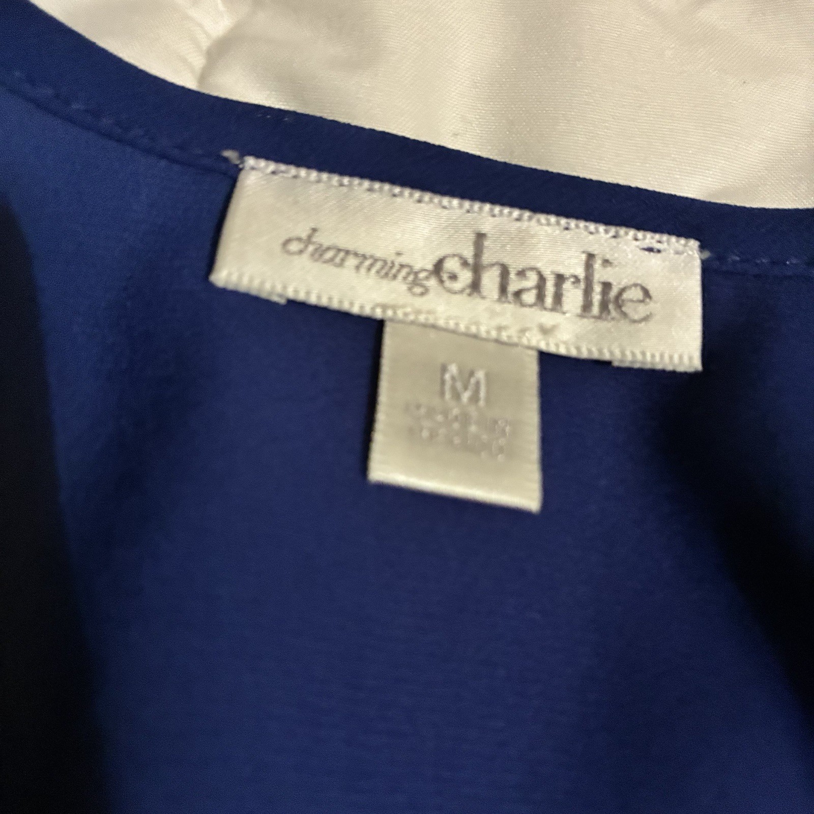 charming charlie Blue Chevron Dress M Sleeveless Chiffon Tank Mini Sundress Boat