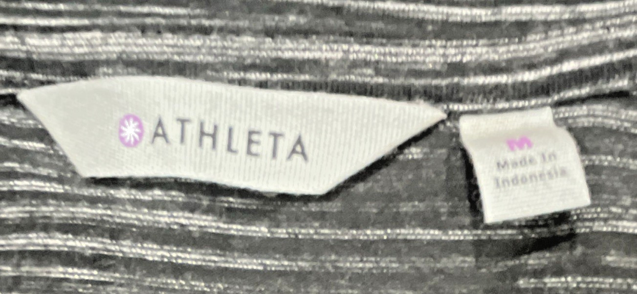Athleta Downtown Dress M Black Gray Striped Ruched Asymmetrical Midi T-Shirt