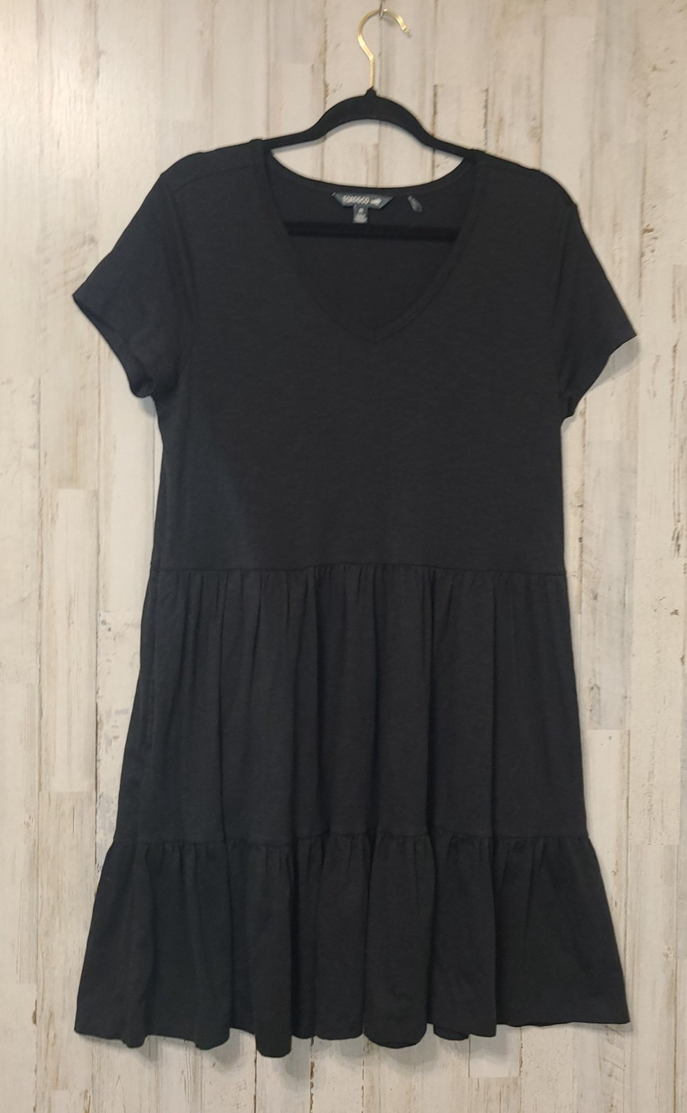Toad& Co size M Dress Stretch Tiered Flare Knee A-line organic cotton/tencel