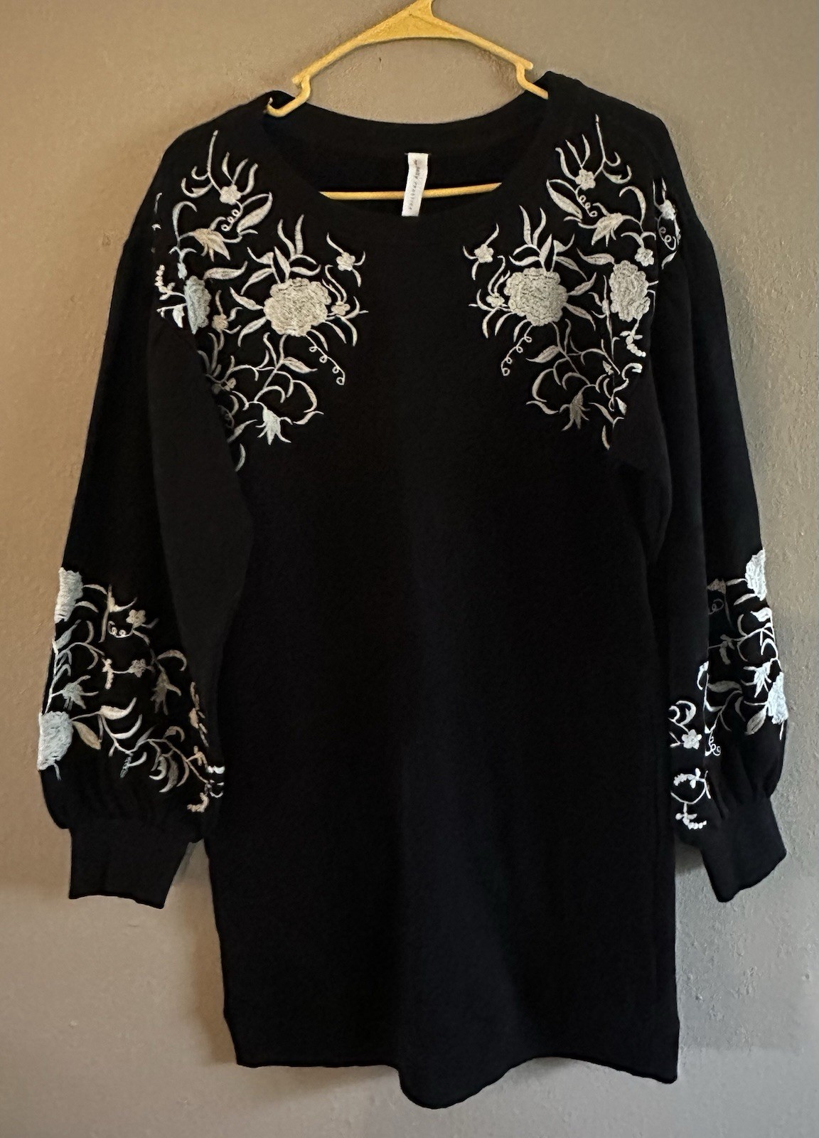 Anthropologie Daily Practice Embroidered Sweatshirt Tunic Dress