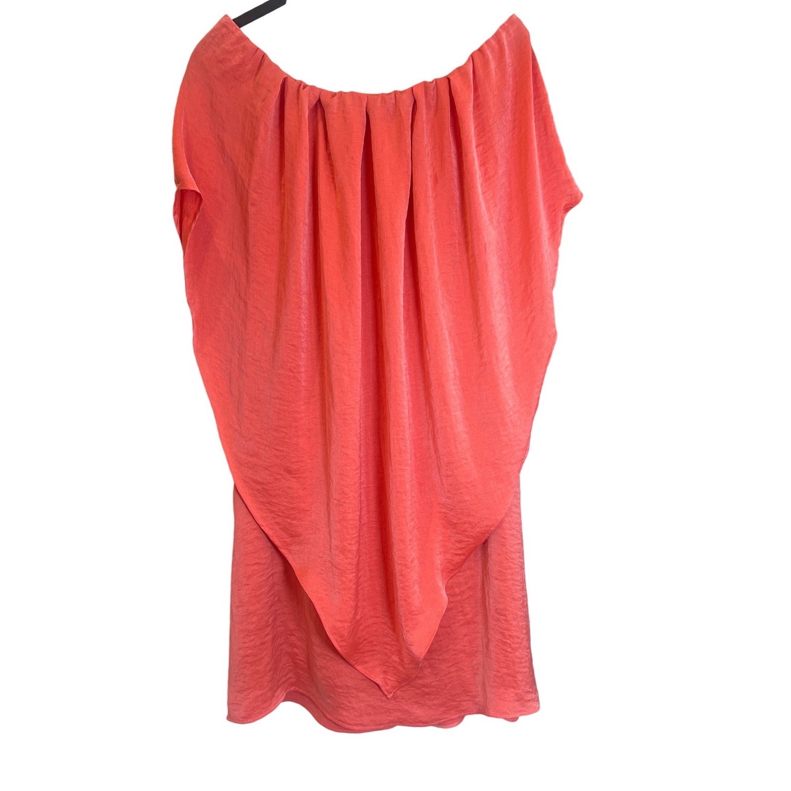 Elisa Rivera Coral Pink Satin Draped Cape Cocktail Dress Made in Spain Size 36