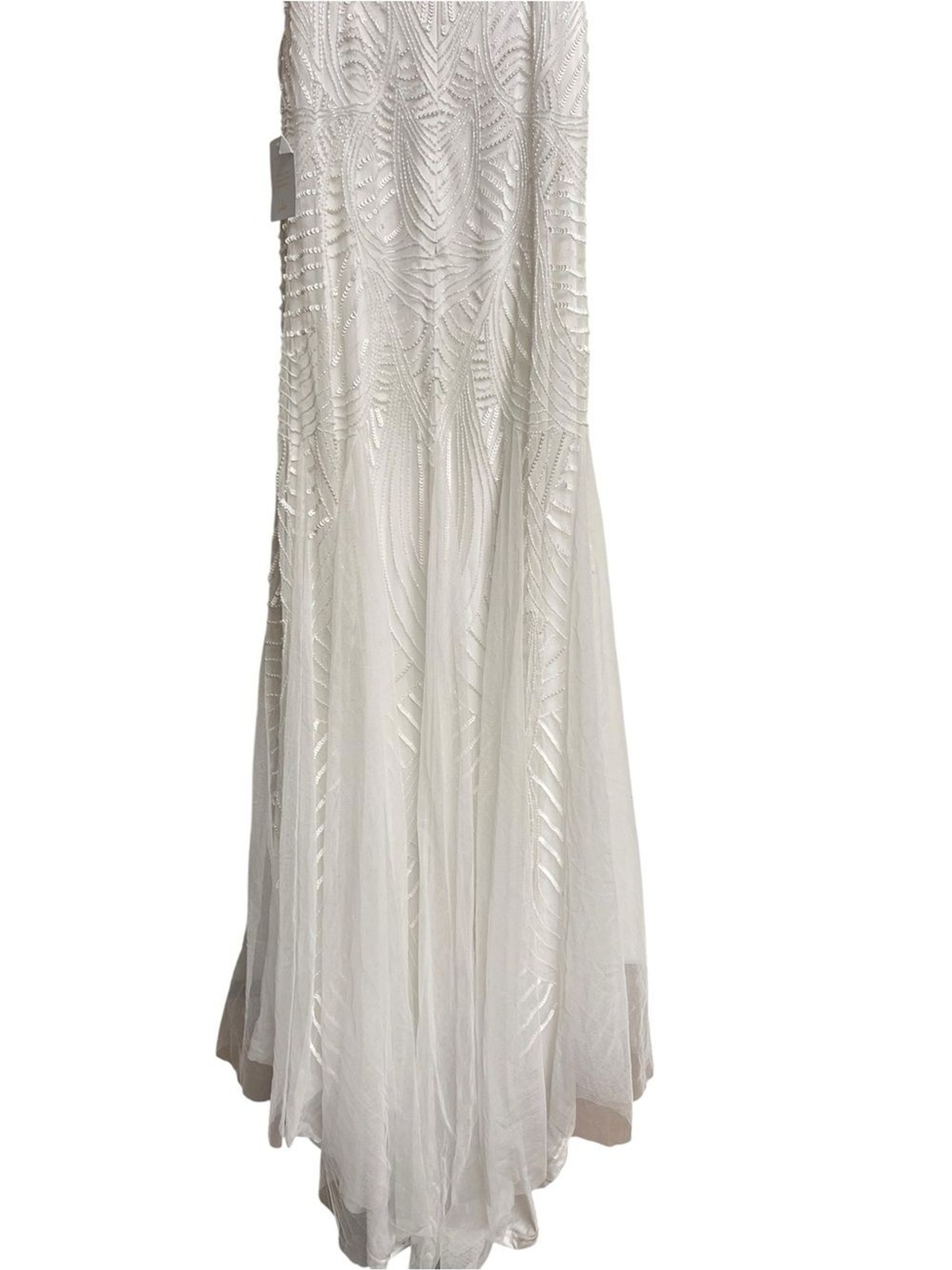 New Lulus Luxe Bridal Radiant Presence White Sequin Backless Maxi Wedding Dress