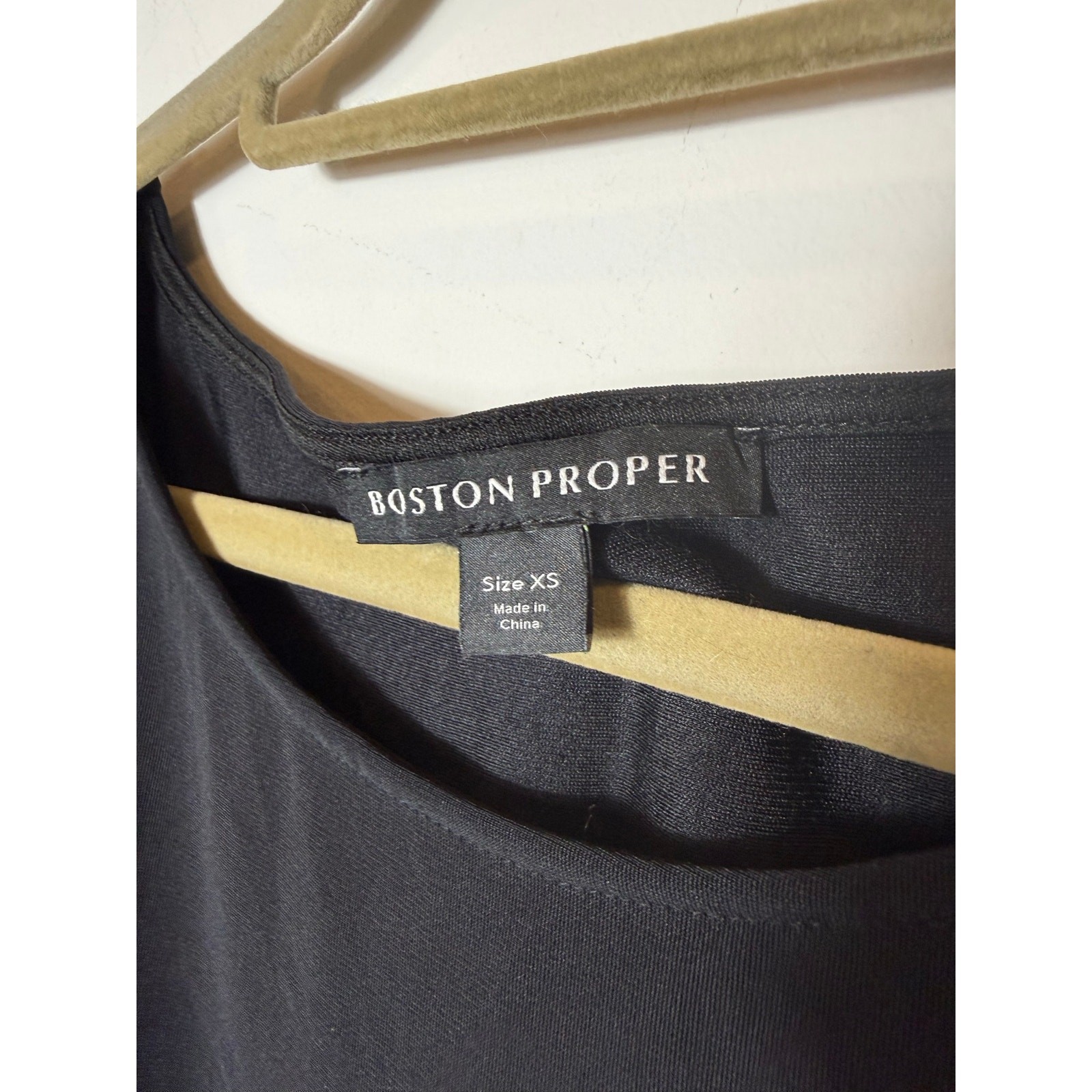 Boston Proper XS Black Jersey Drawstring Waist Travel Dress Non Wrinkle EUC