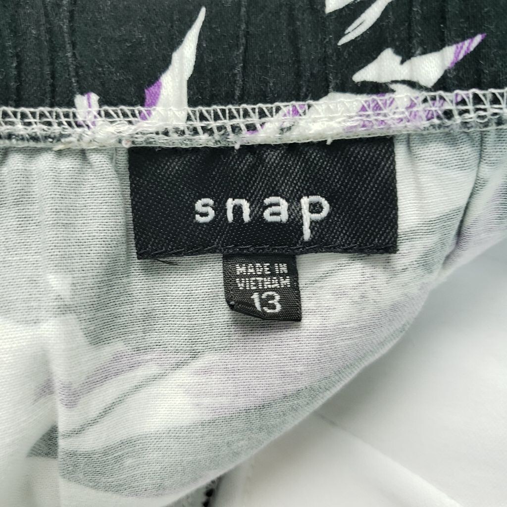 Snap Mini Dress Womens Size 13 Black Purple Lined Cotton Tie Waist Sweetheart