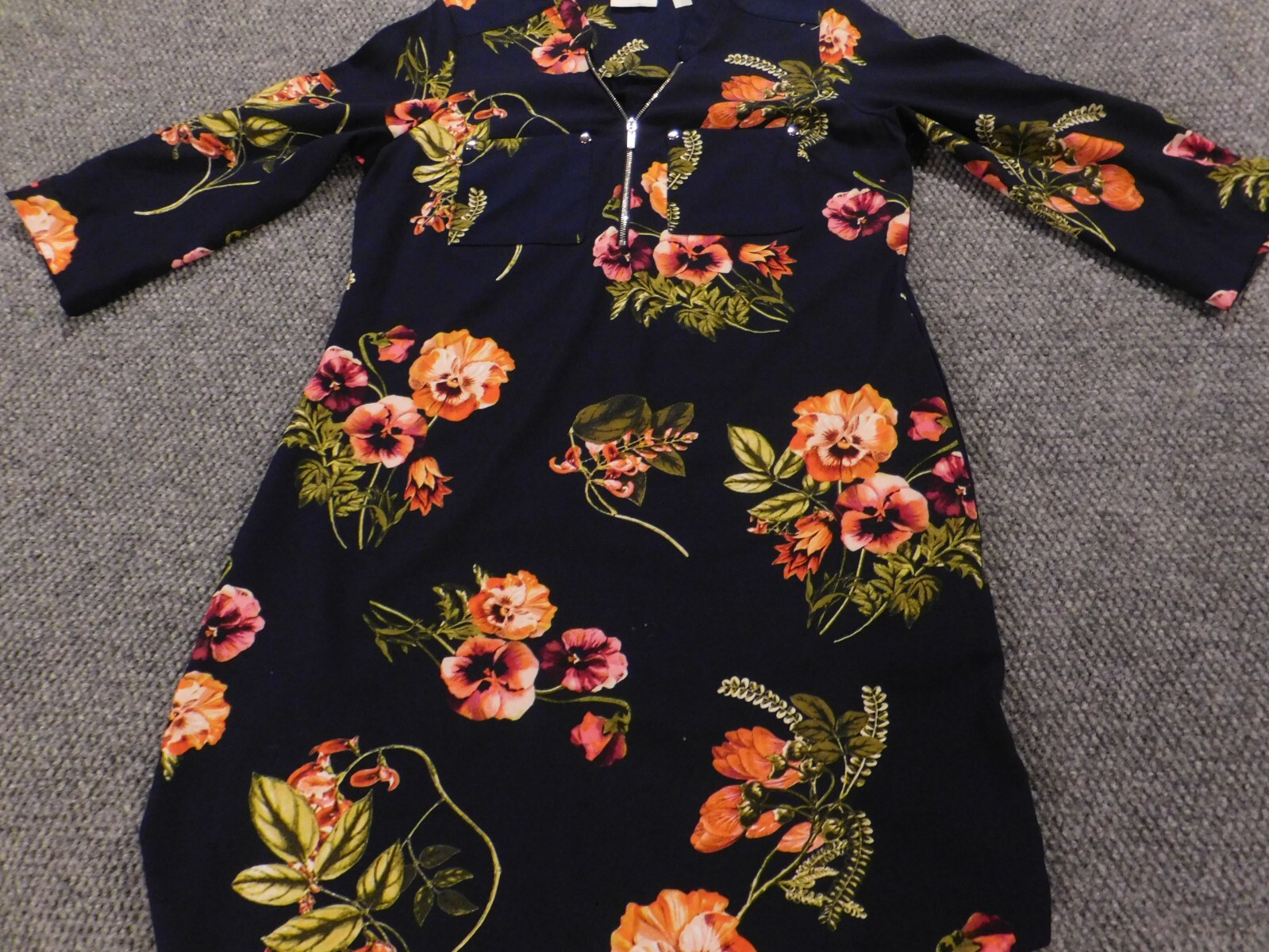 New York & Company Womens dress Extra Small Blue floral A-line Zip stretch