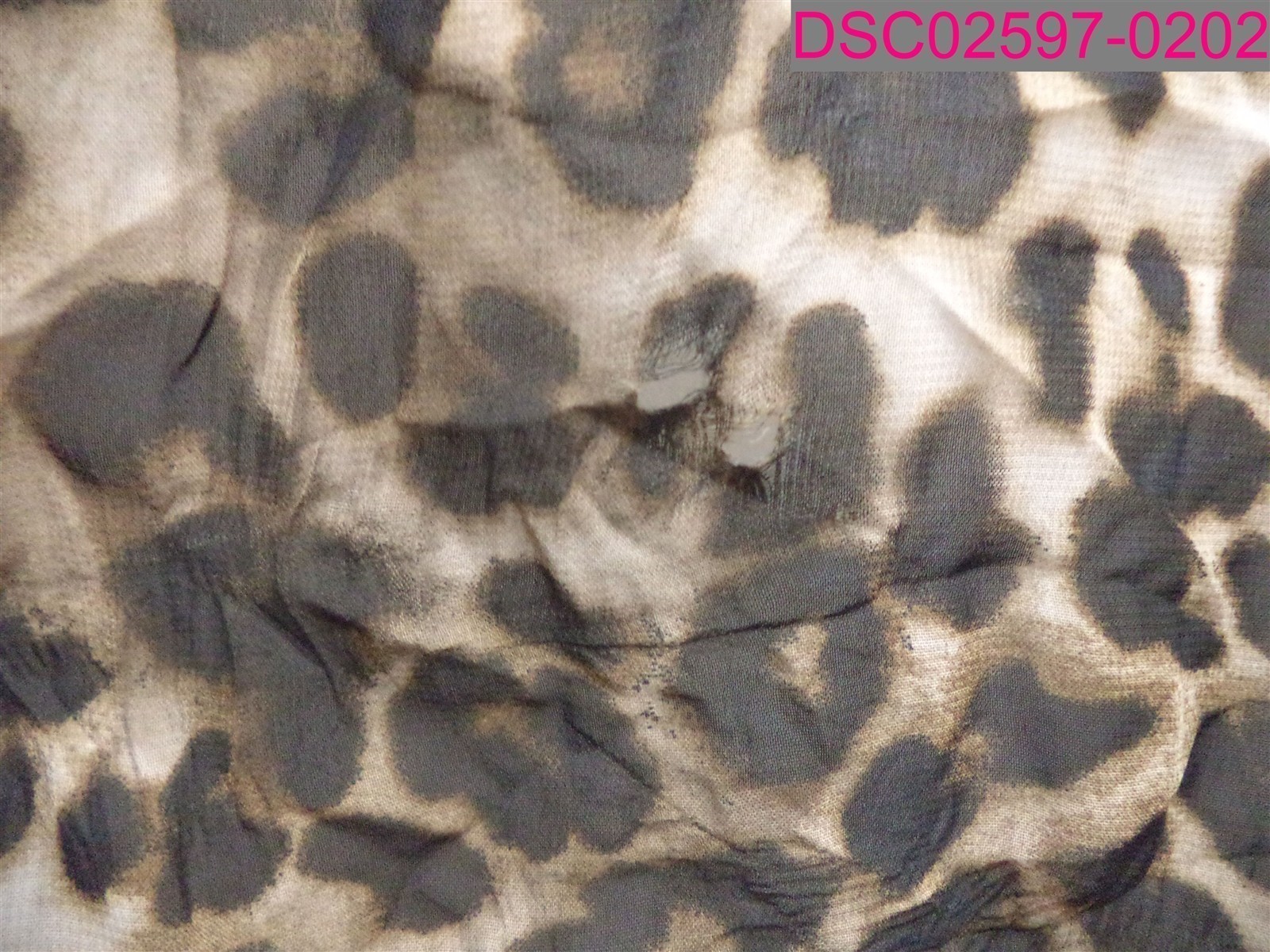 Hole-Stain on Back Bottom-NY&C Leopard Print Long sleeve Sheer Dress Large