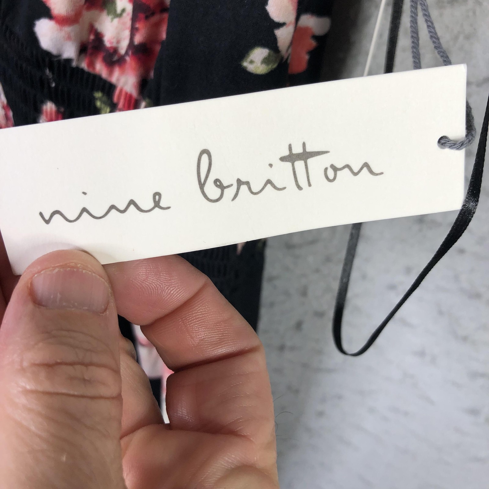 Nine Britton Rosaline Knit Maxi Dress Womens 2X Black Floral Smocked Stitch Fix