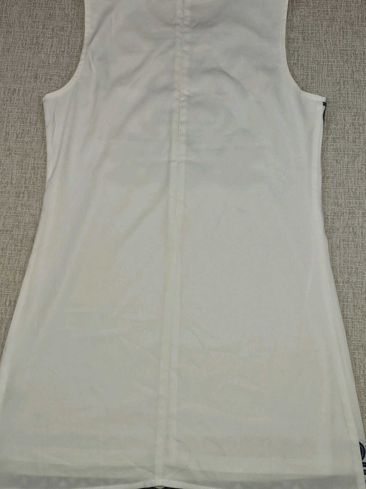 Alythea White Shift Dress Blue Scroll Geometric Embroidery Sleeveless Mini Small