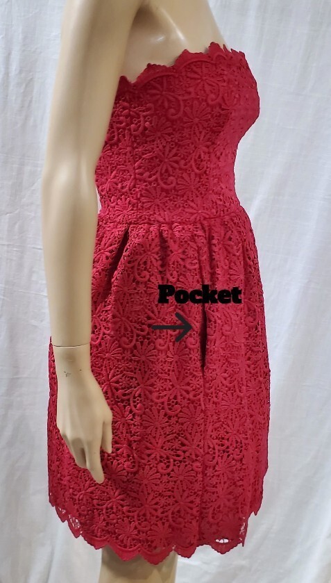 Jill Jill Stuart Chic Raspberry Crochet Strapless Cocktail Party Sz 2 Dress $478