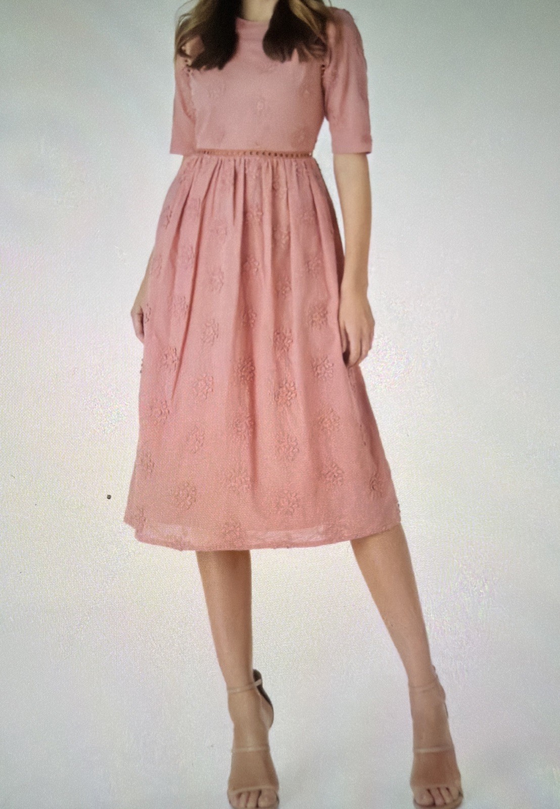 Everly On Location Dress Cotton Lace Midi Dress Beautiful Dusty Rose Size Large