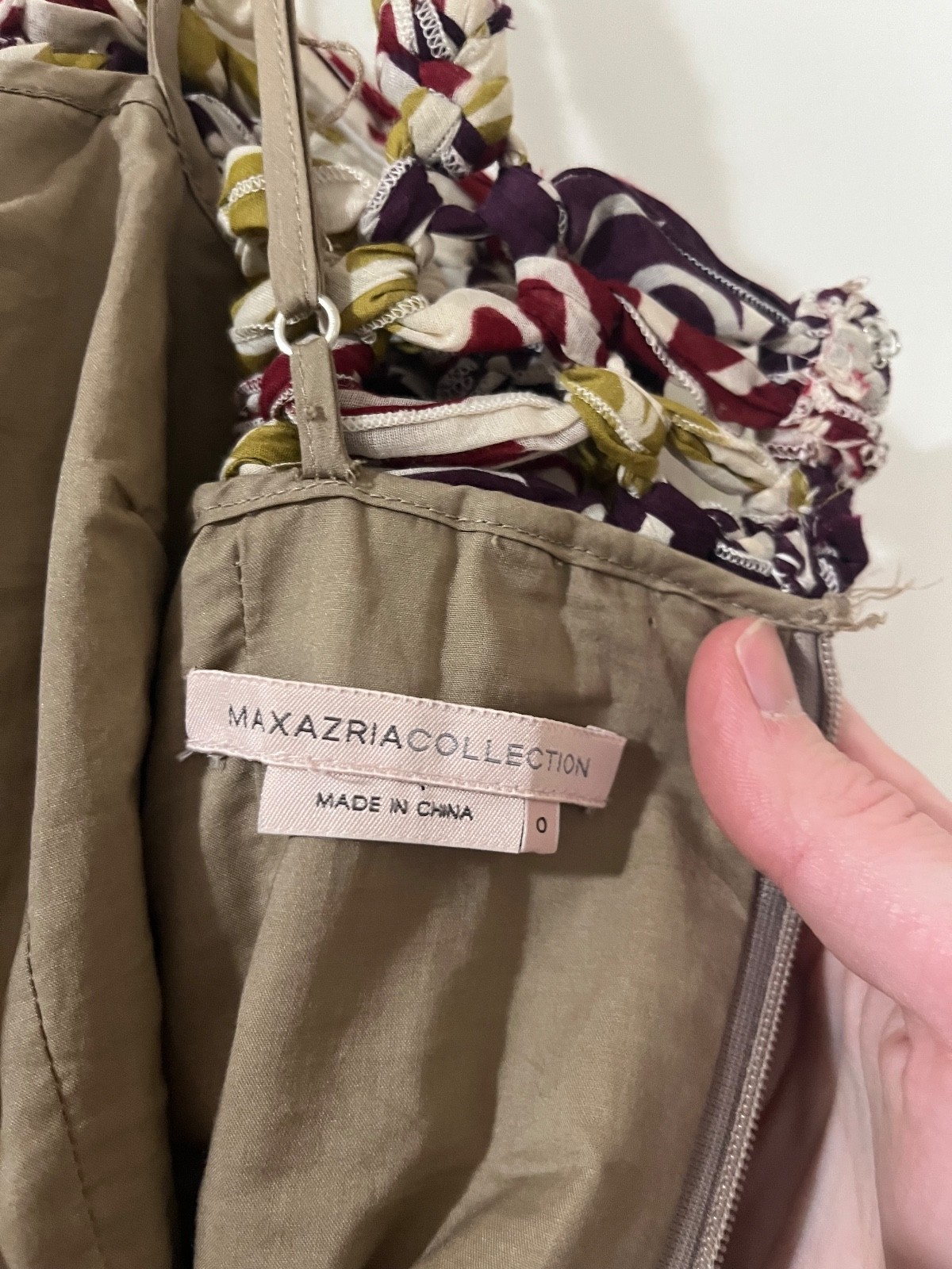 maxazria collection womens tan pleated bubble hem sweetheart braided bow dress