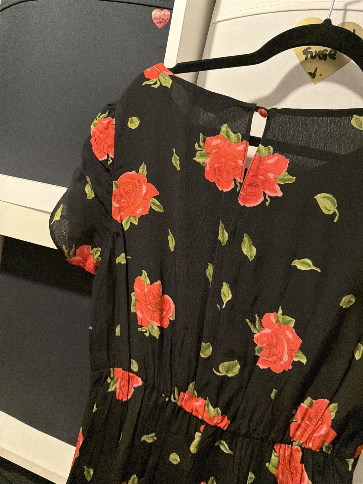 Miss Selfridge Black Rose Printed Keyhole Mini Dress