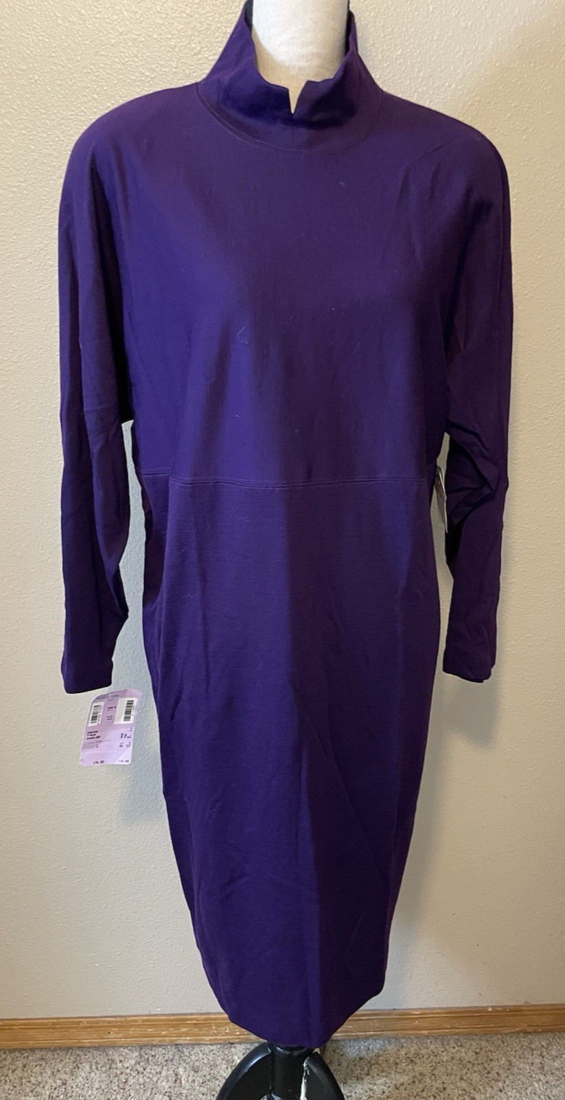 Vintage Collectibles Sweater Dress, NEW, Eggplant Purple, Wool, Size L