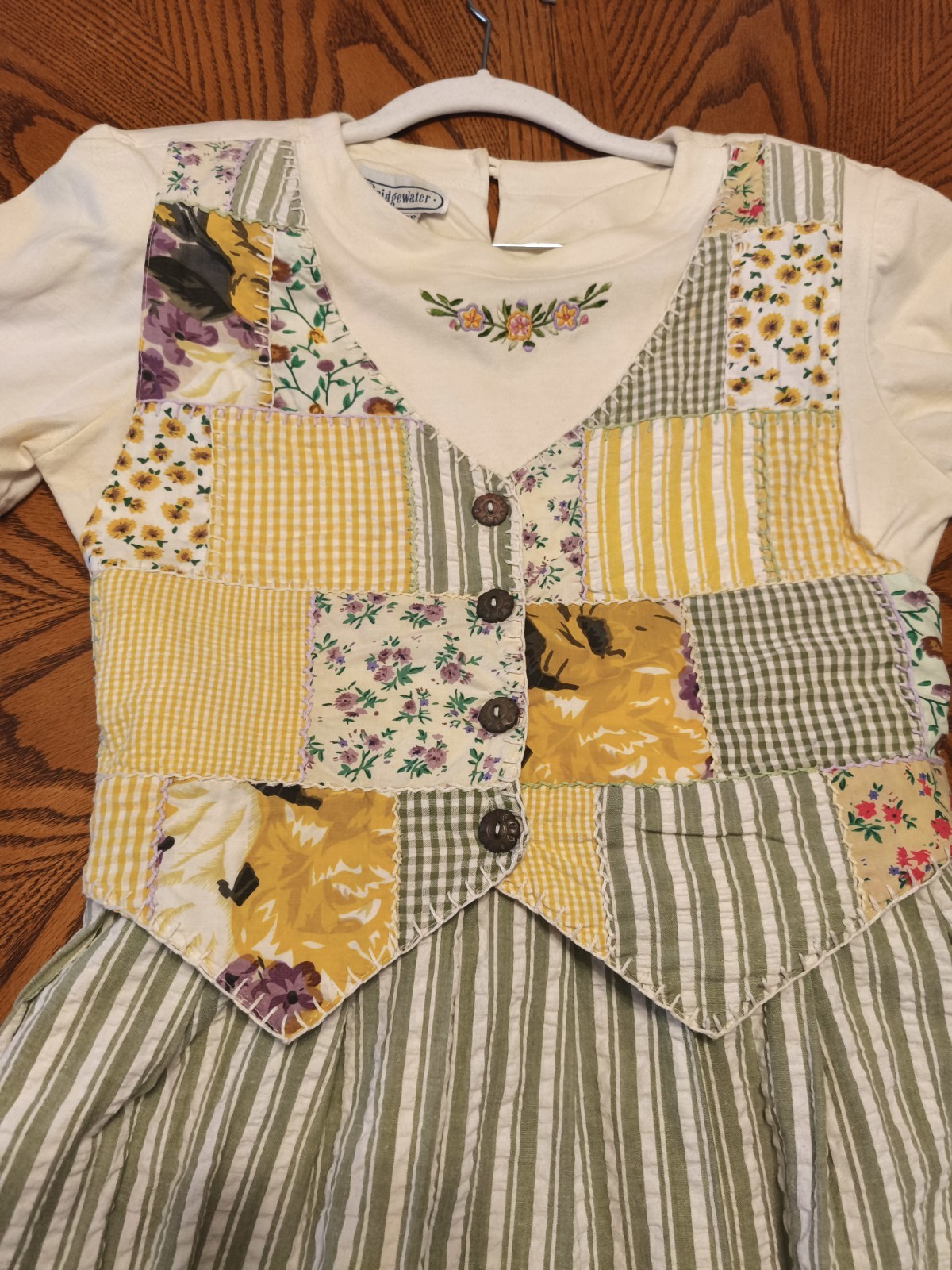 Vintage Prairie Maxi Dress Patchwork Vest 2Pc Set Cottagecore Boho